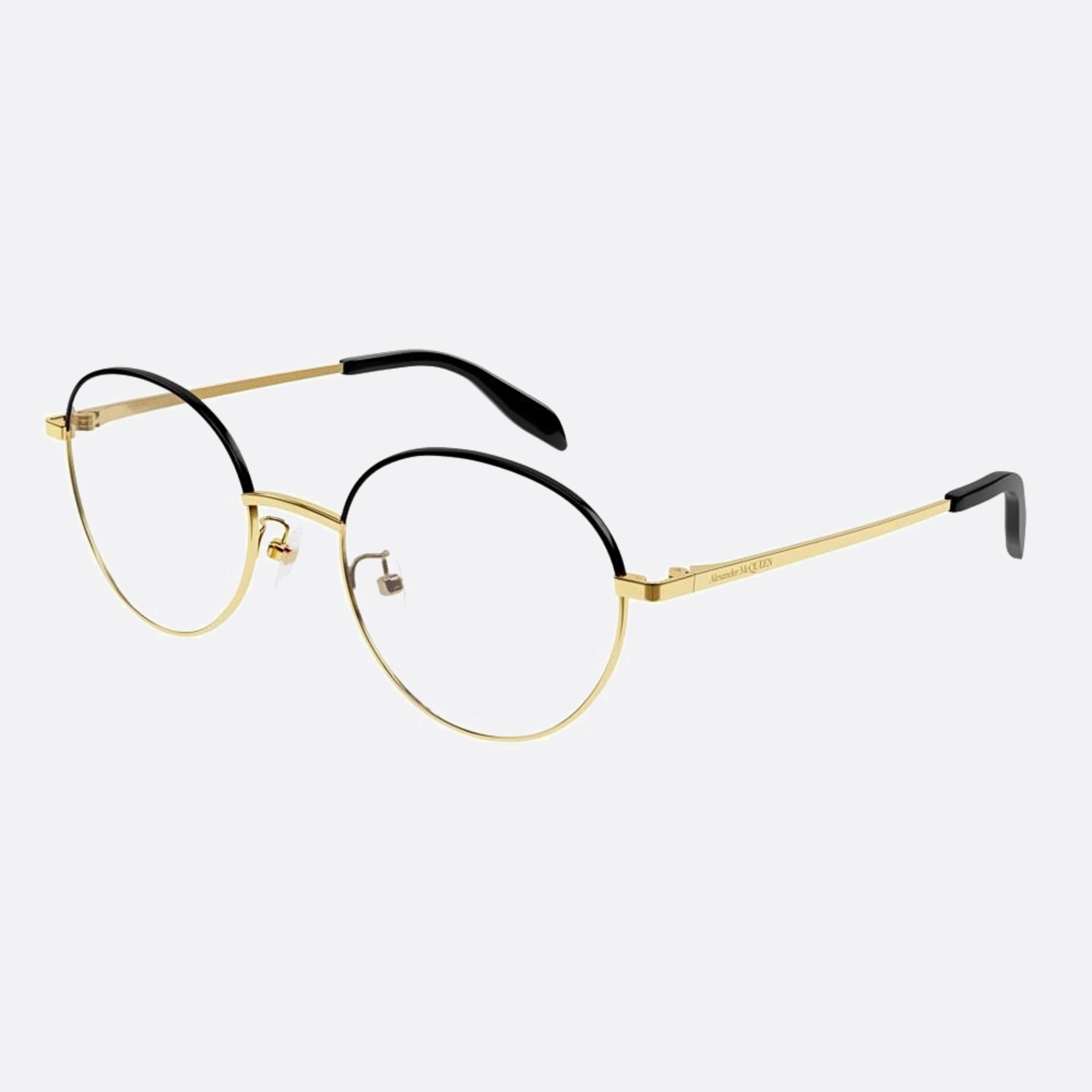 Alexander 53mm Mcqueen Gold Round Unisex Eyeglasses - Side View