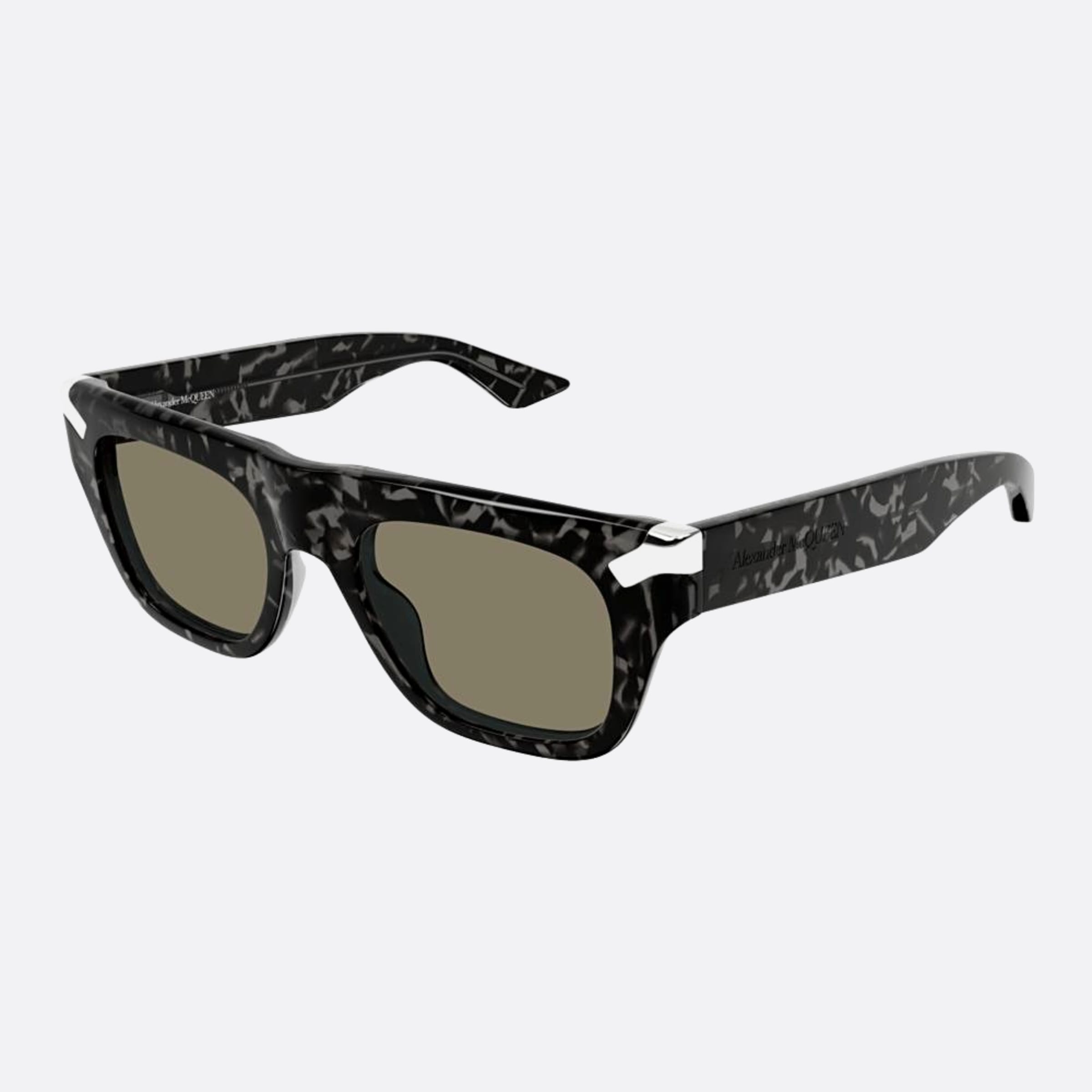 Alexander 51mm Mcqueen Havana Squared Man Sunglasses - Side View