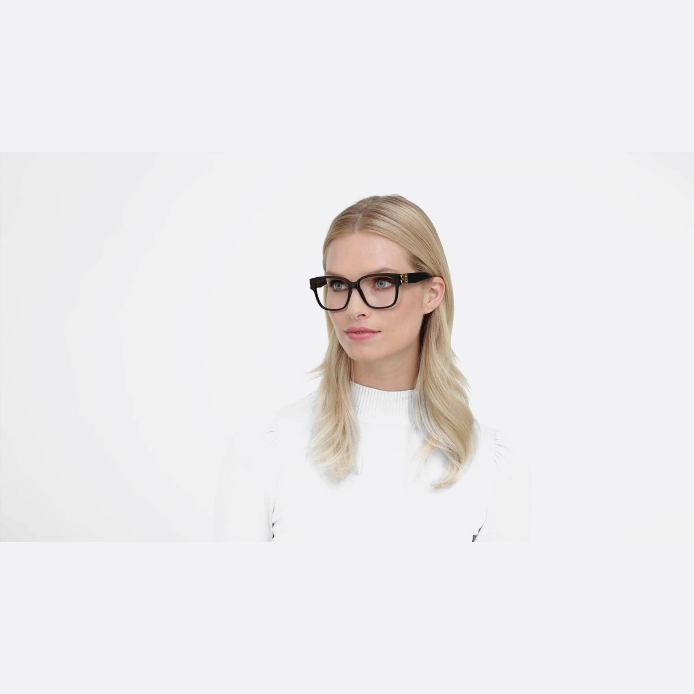 Balenciaga 56mm Black Rectangle Woman Eyeglasses - Lifestyle Shot