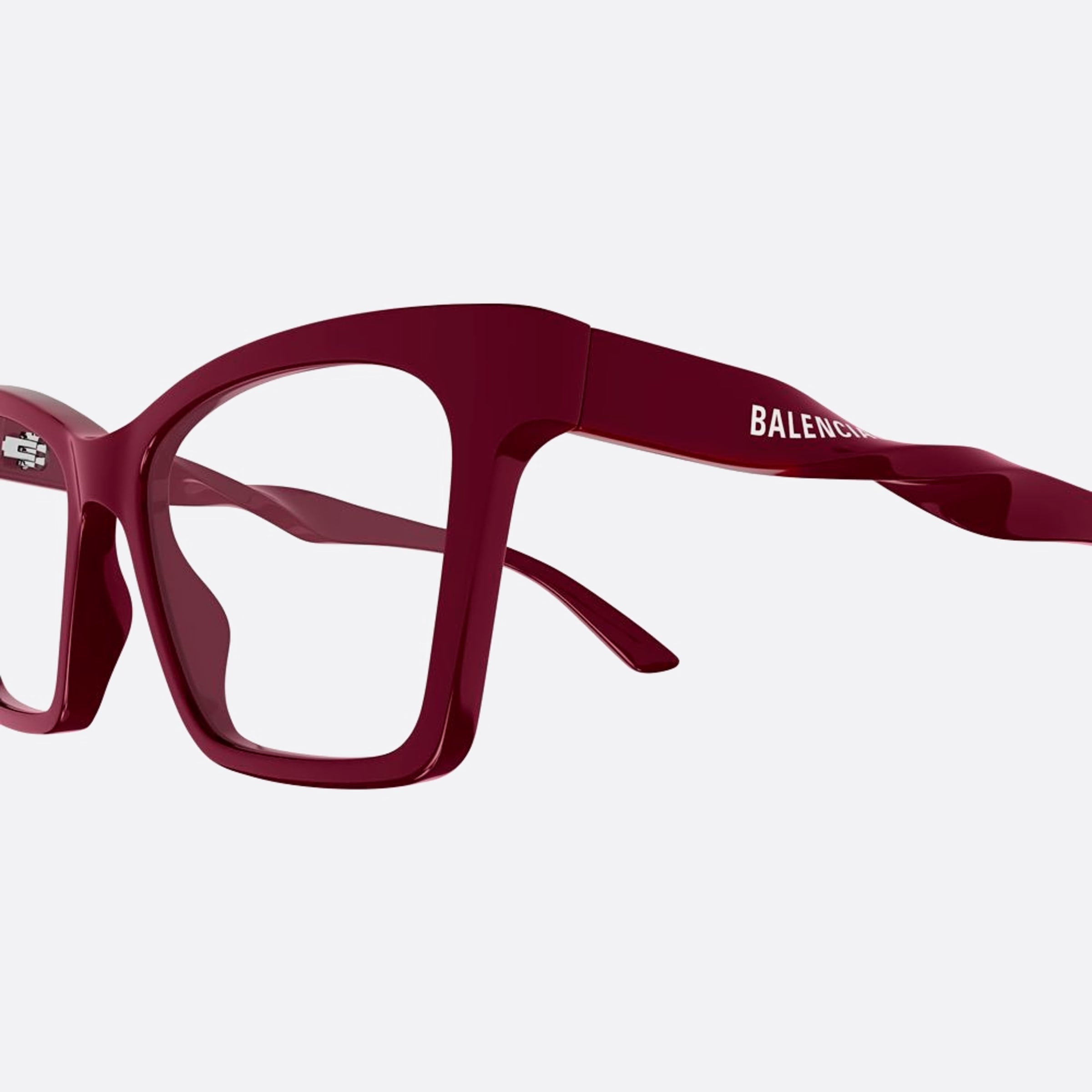 Balenciaga 53mm Red Geometric Woman Eyeglasses - Lifestyle Shot