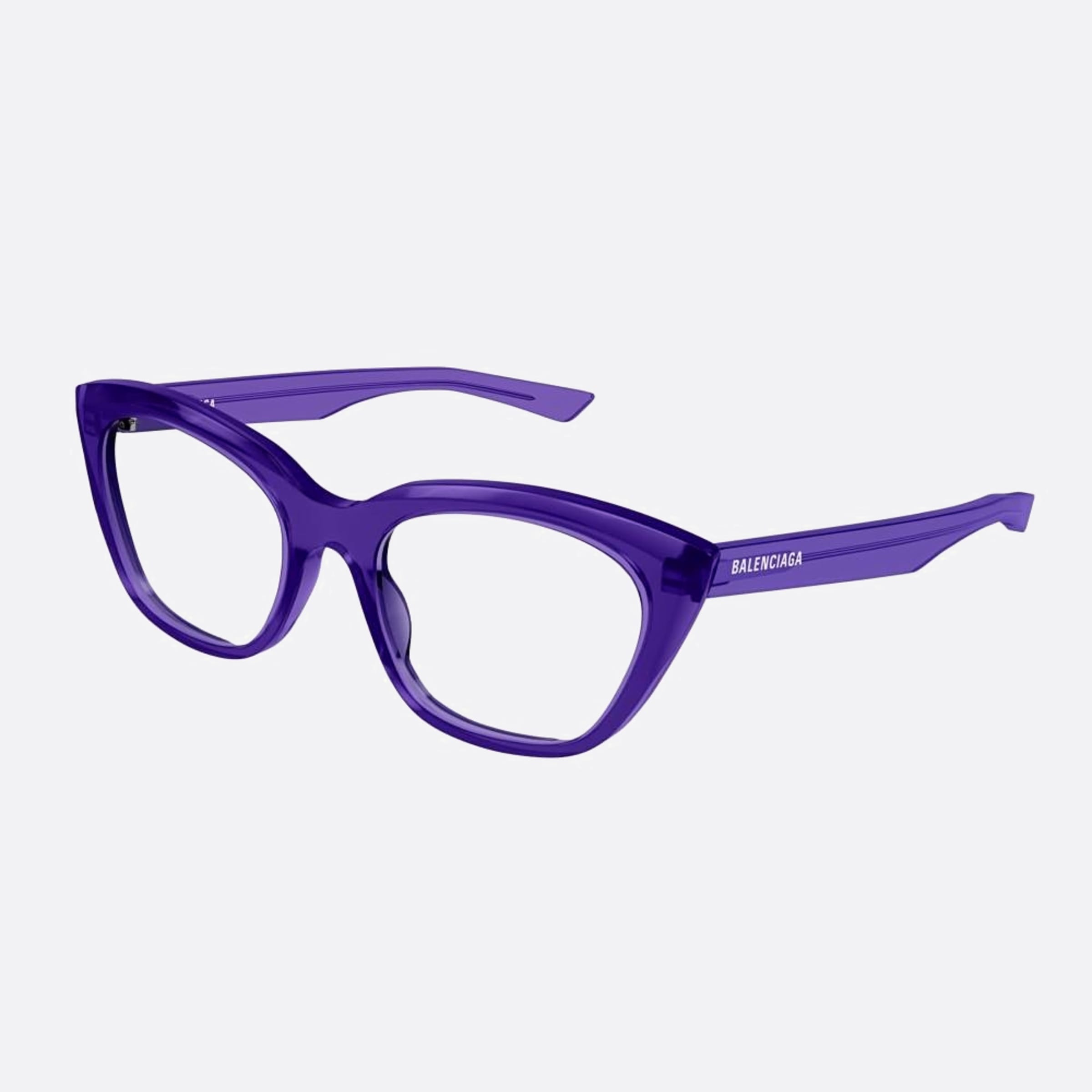 Balenciaga 51mm Violet Cat Eye Woman Eyeglasses - Side View