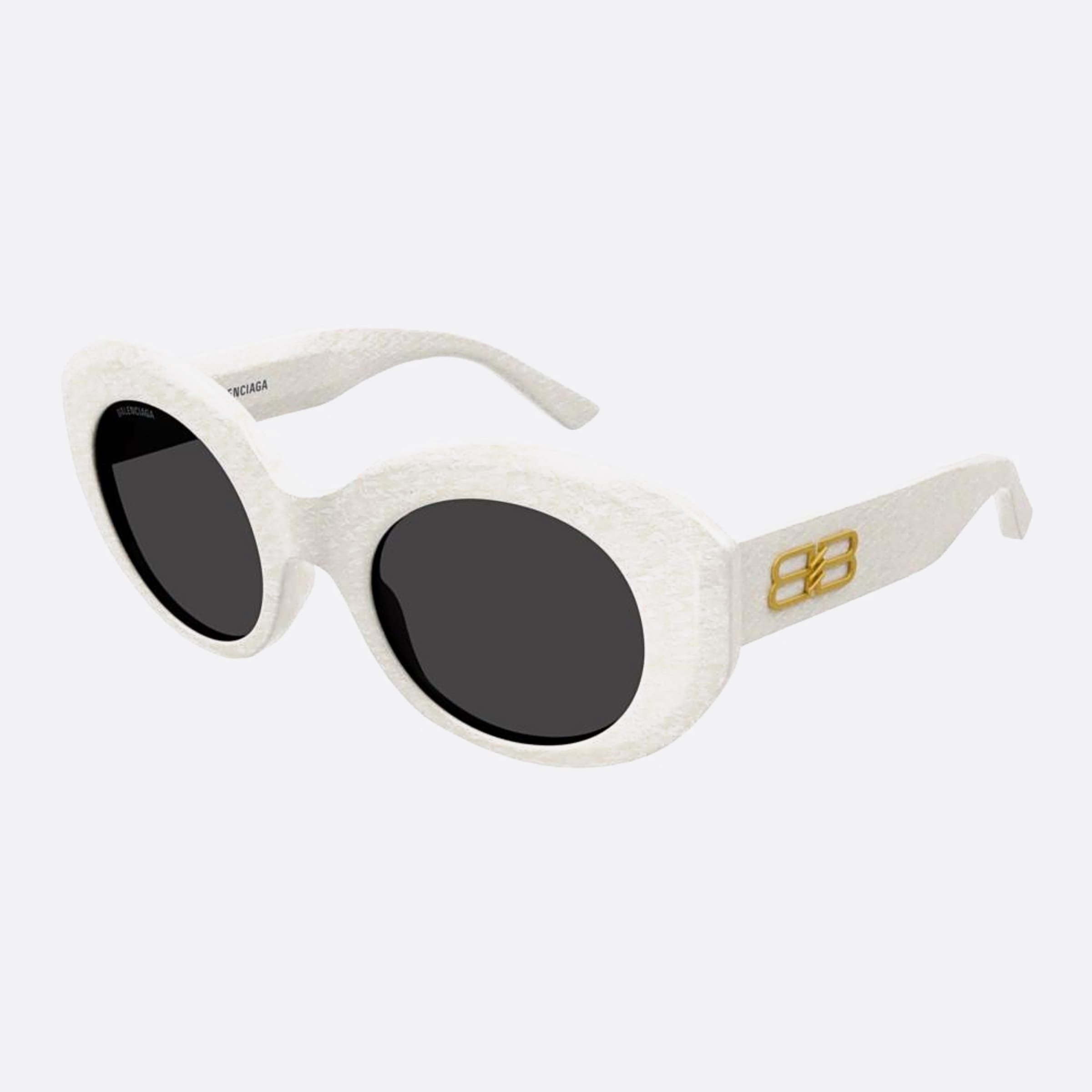 Balenciaga 52mm White Round Women Sunglasses - Side View