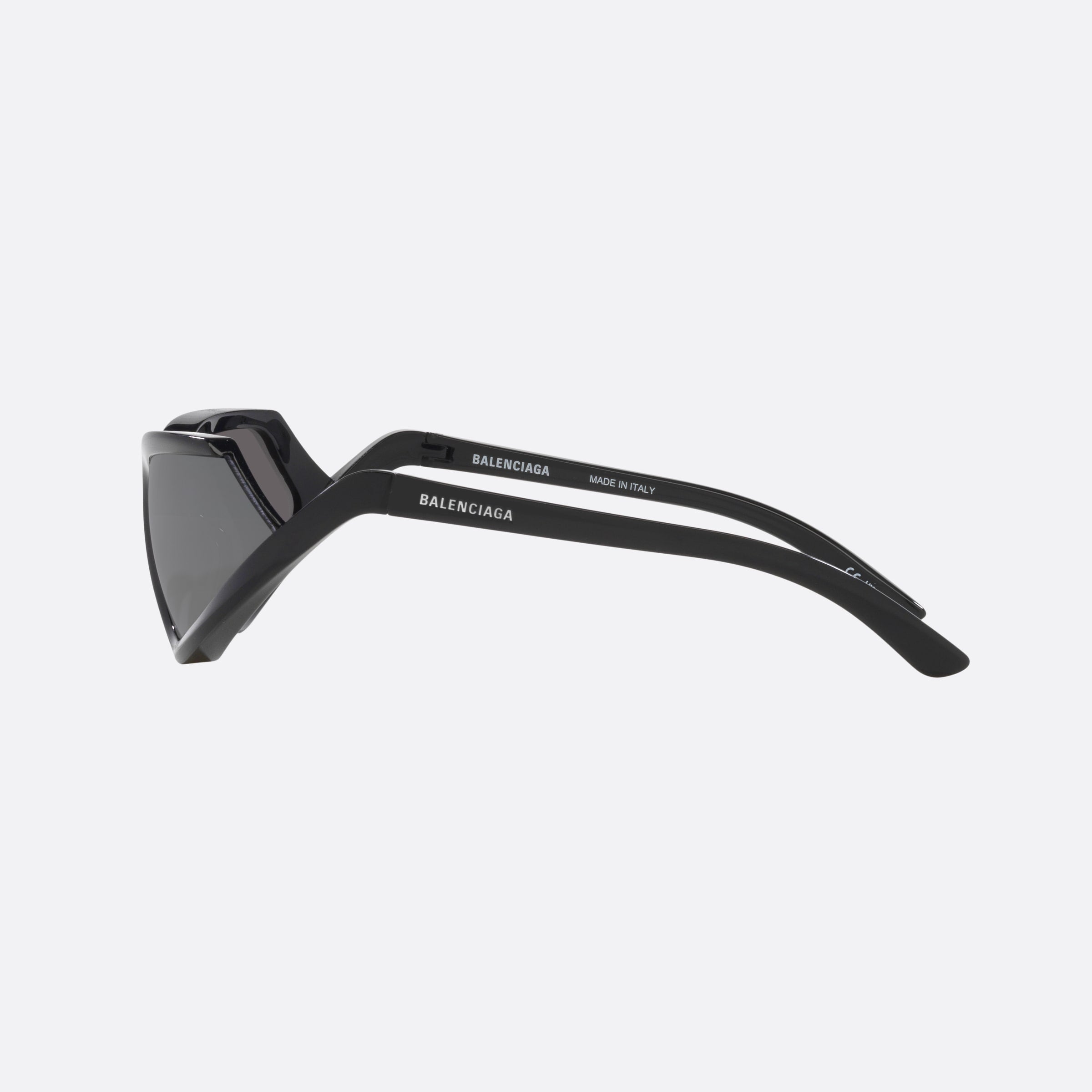 Balenciaga 71mm Black Rectangle Unisex Sunglasses - Detail View