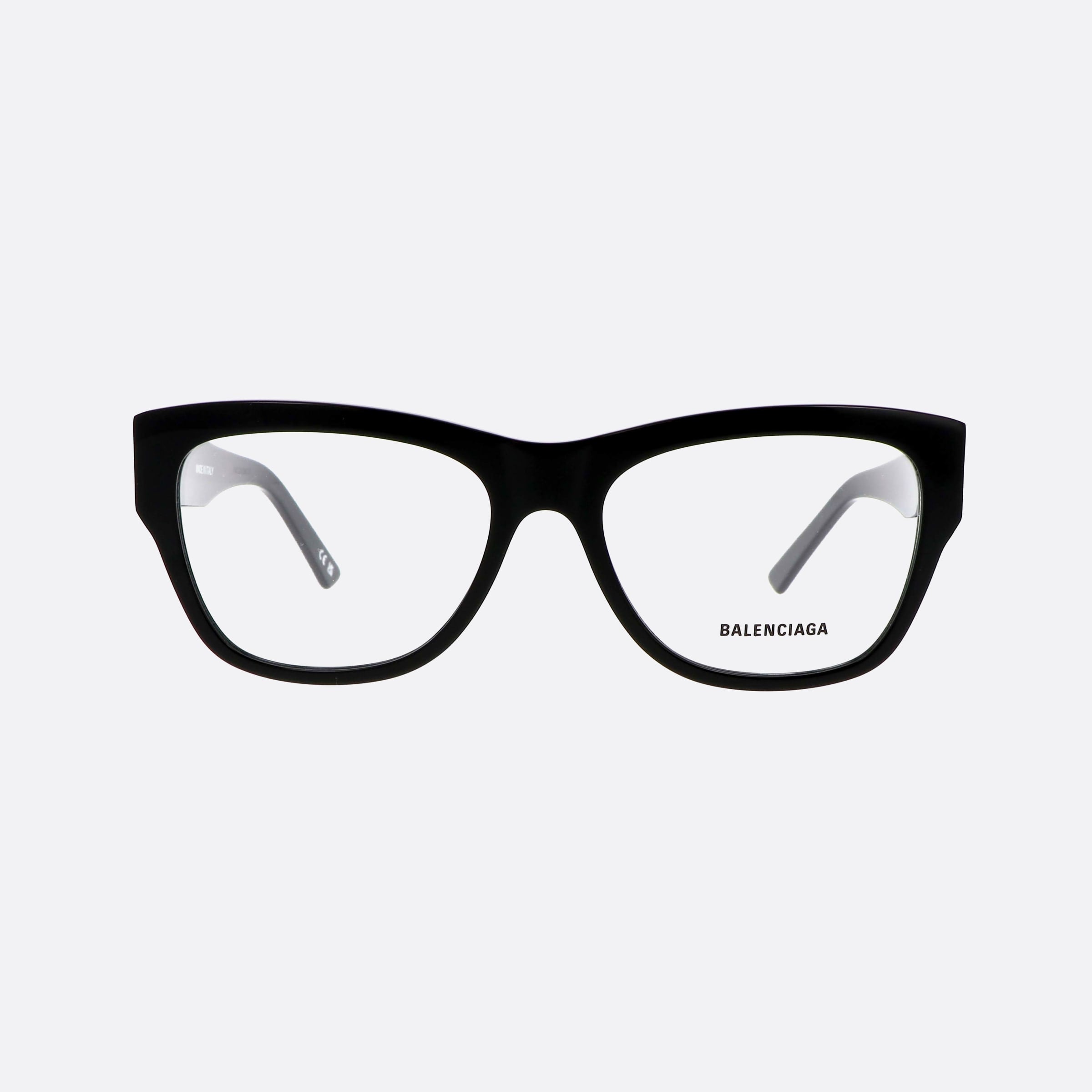 Balenciaga 54mm Black Squared Unisex Eyeglasses - Side View