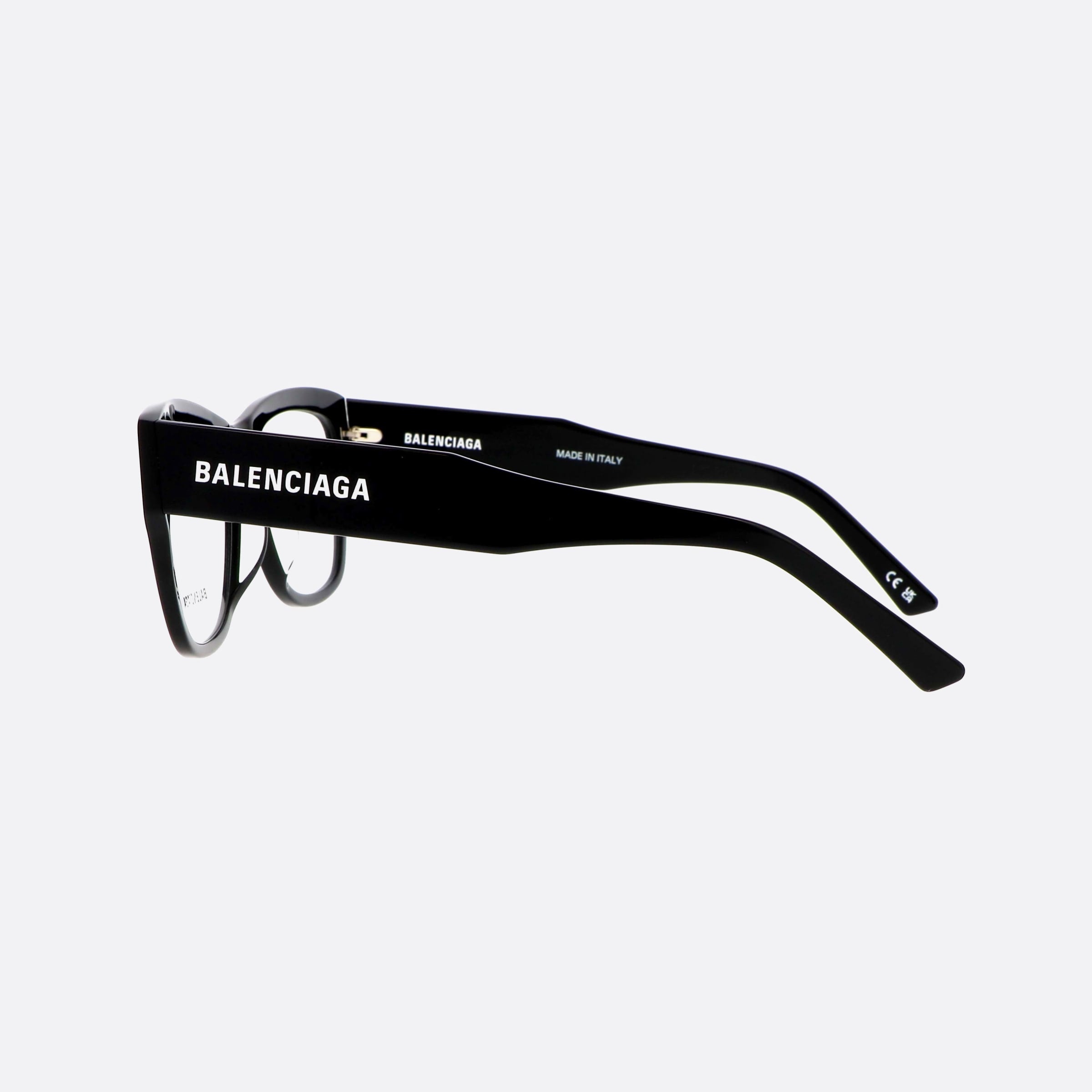 Balenciaga 54mm Black Squared Unisex Eyeglasses - Detail View