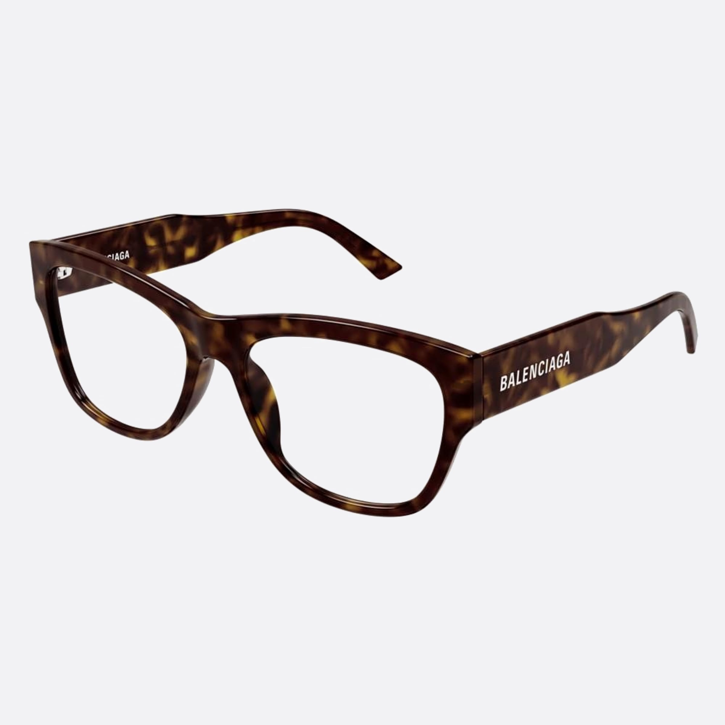 Balenciaga 54mm Havana Squared Unisex Eyeglasses - Side View
