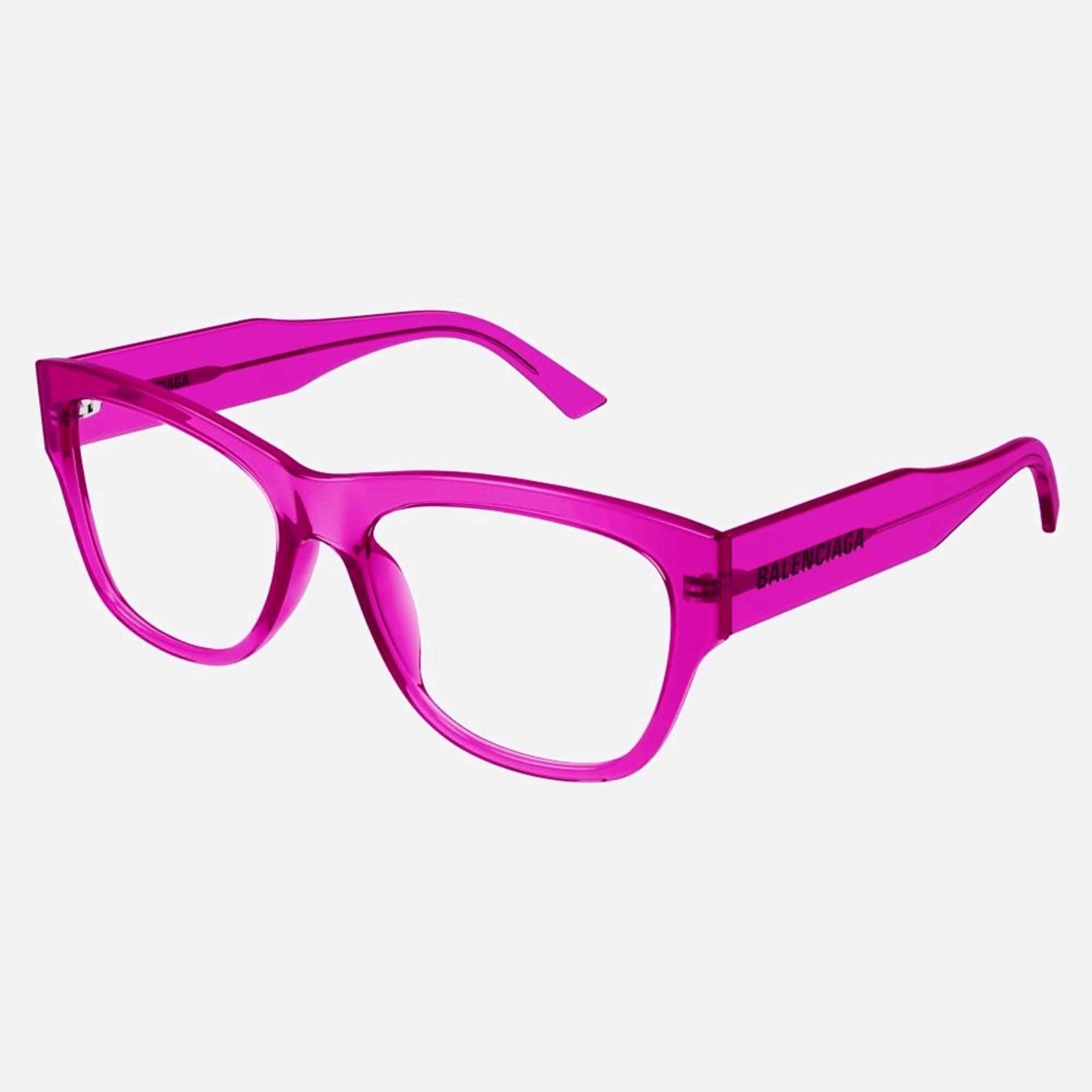 Balenciaga 54mm Violet Squared Unisex Eyeglasses - Side View