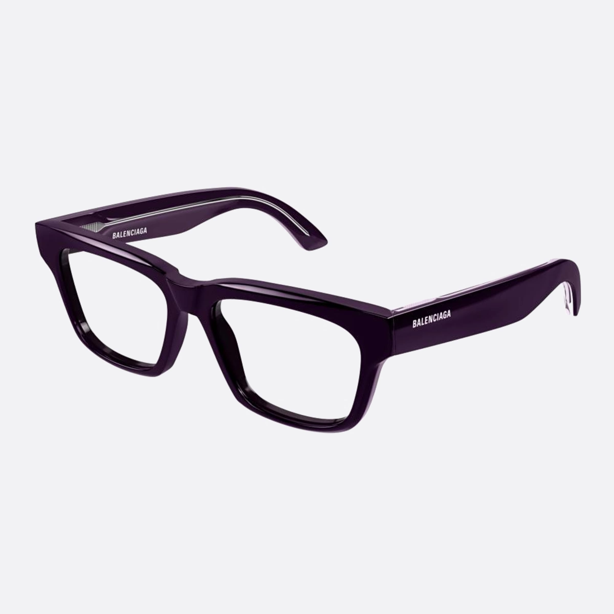 Balenciaga 53mm Violet Squared Unisex Eyeglasses - Side View
