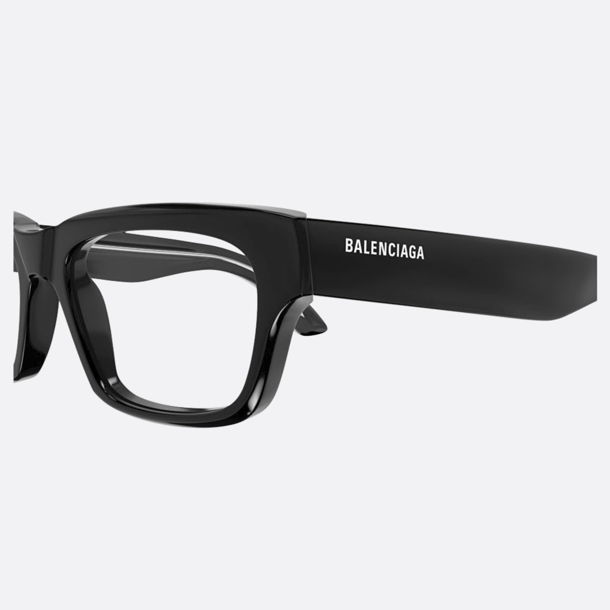 Balenciaga 53mm Black Rectangle Unisex Eyeglasses - Detail View