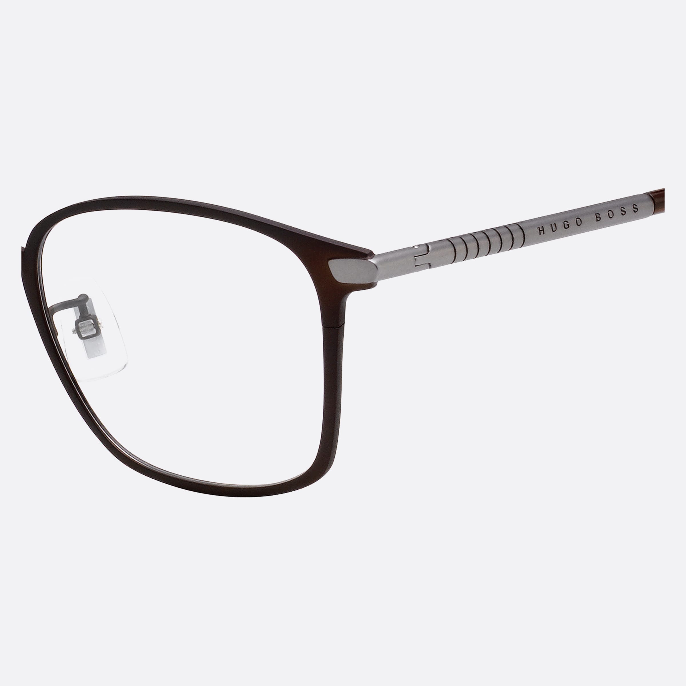 Boss 53mm Boss 4in Brown Geometric Men Eyeglasses - Detail View