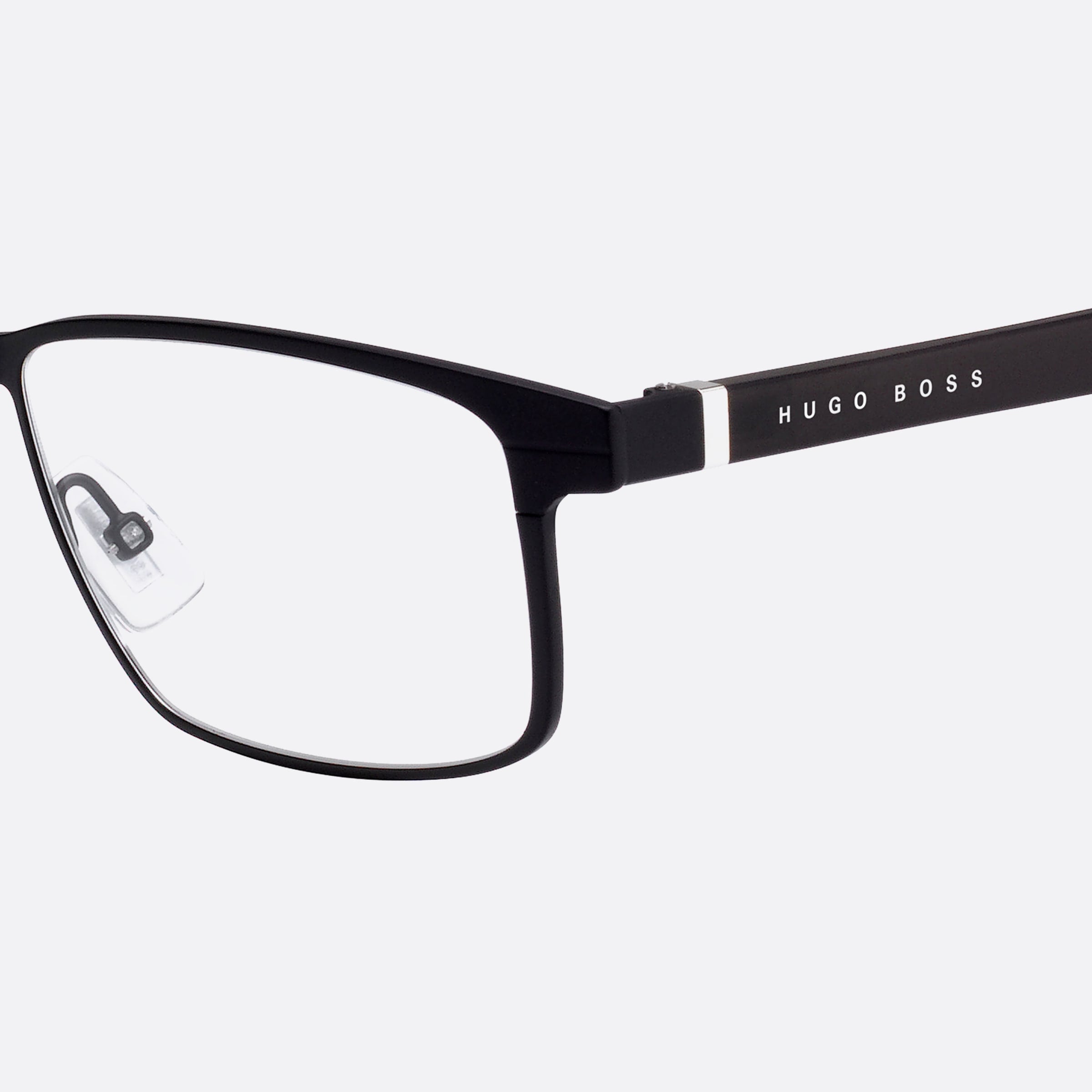 Boss 56mm Boss Black Geometric Men Eyeglasses - Detail View