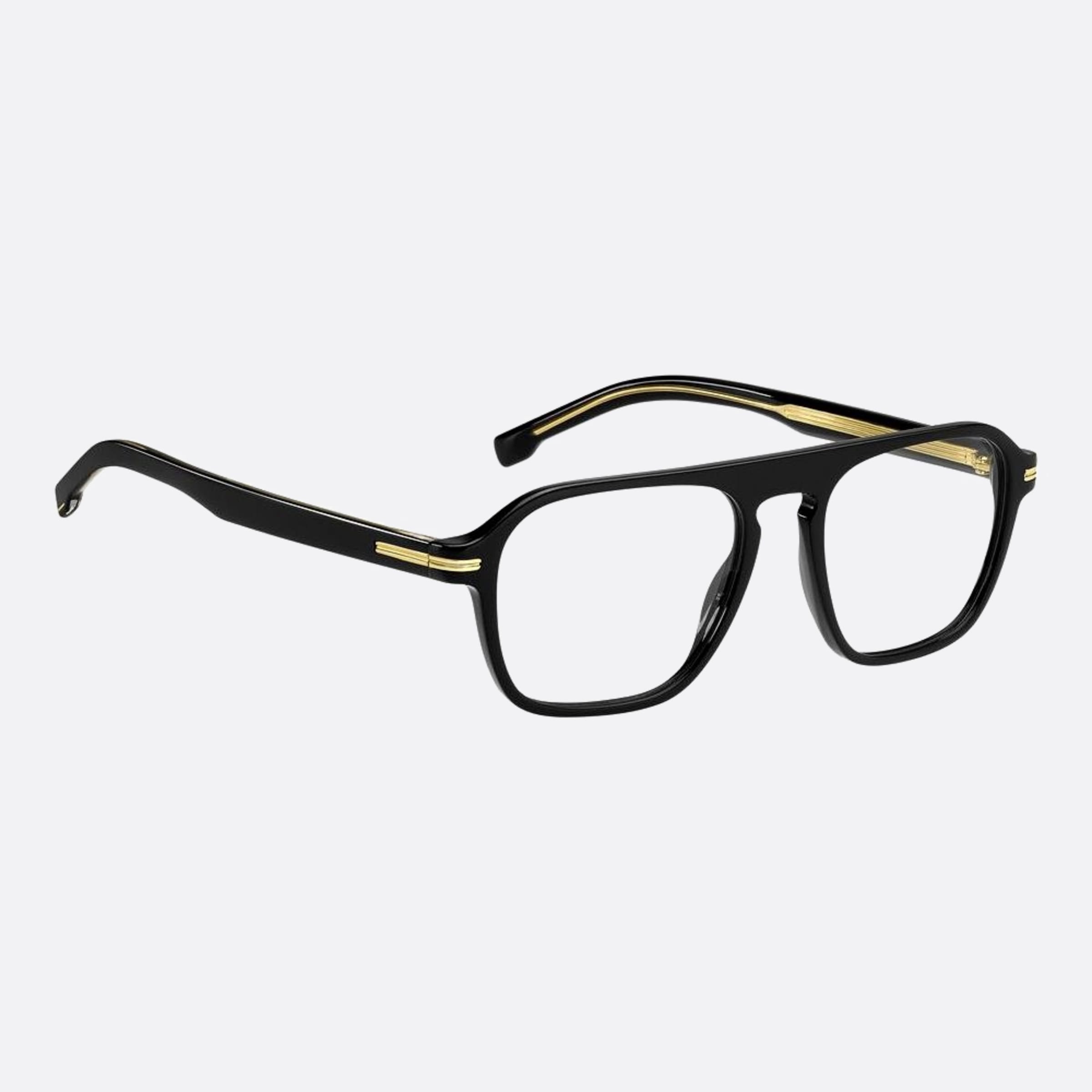 Boss 52mm Boss Black Geometric Men Eyeglasses - Detail View