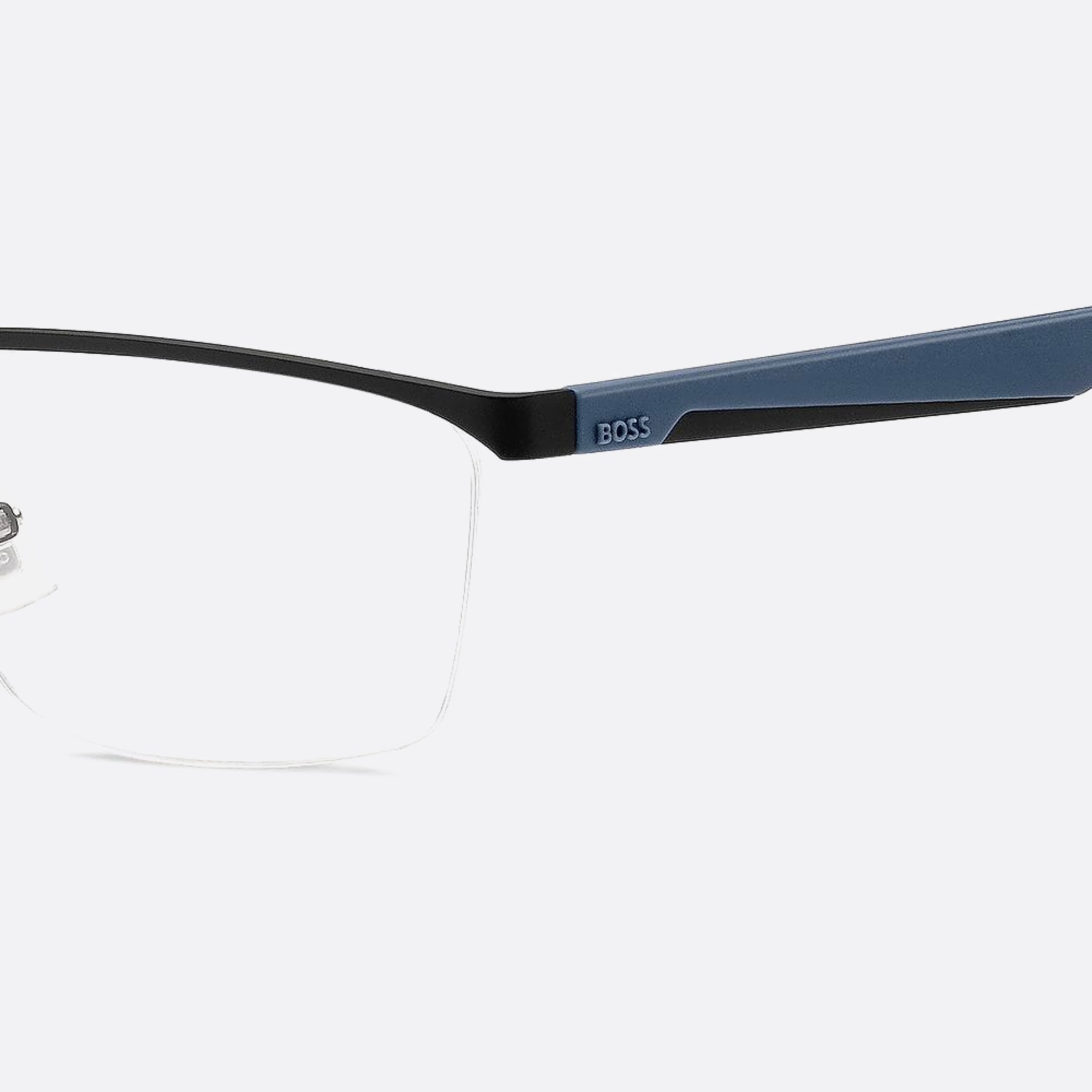 Boss 57mm Boss Black Geometric Men Eyeglasses - Detail View