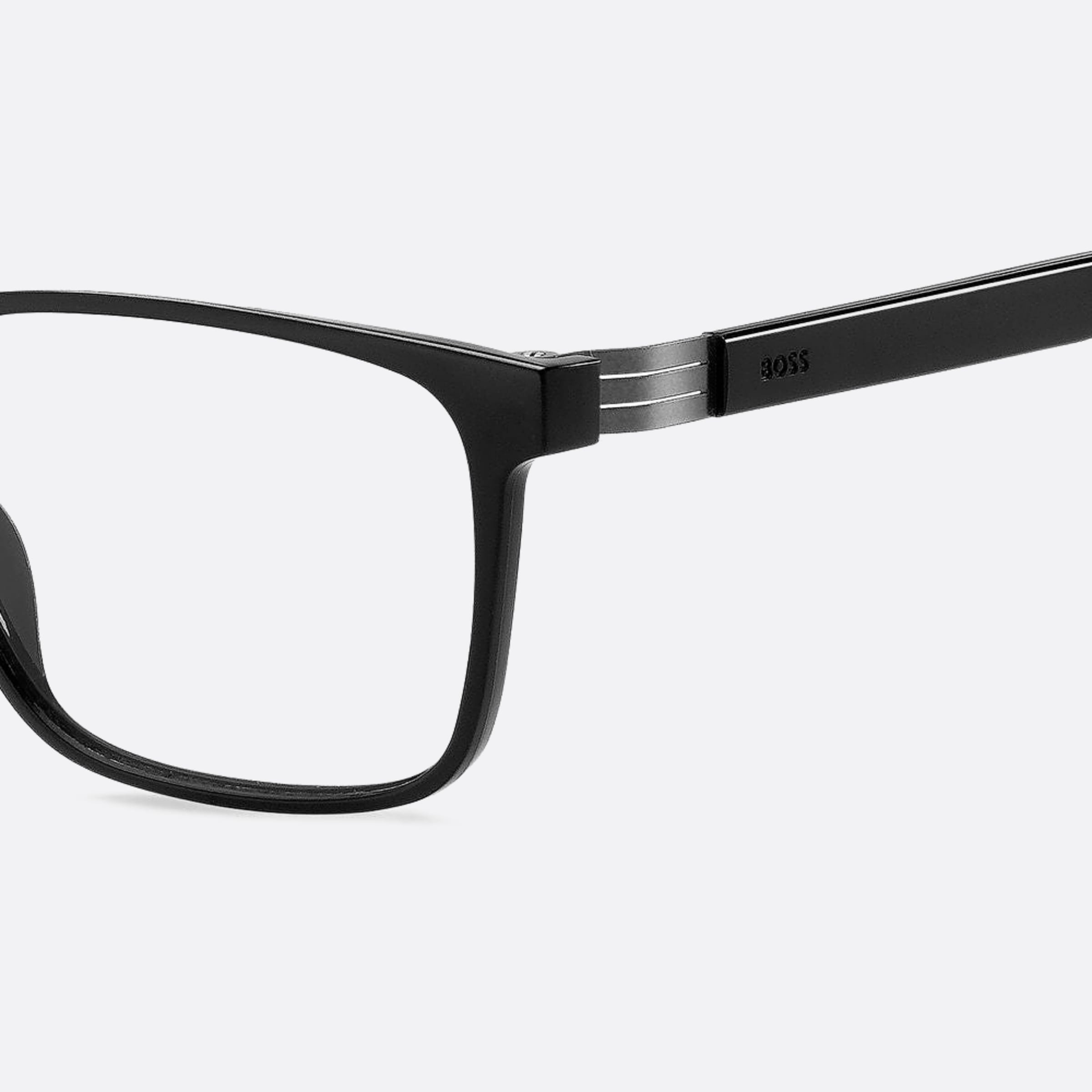 Boss 57mm Boss Black Geometric Men Eyeglasses - Detail View