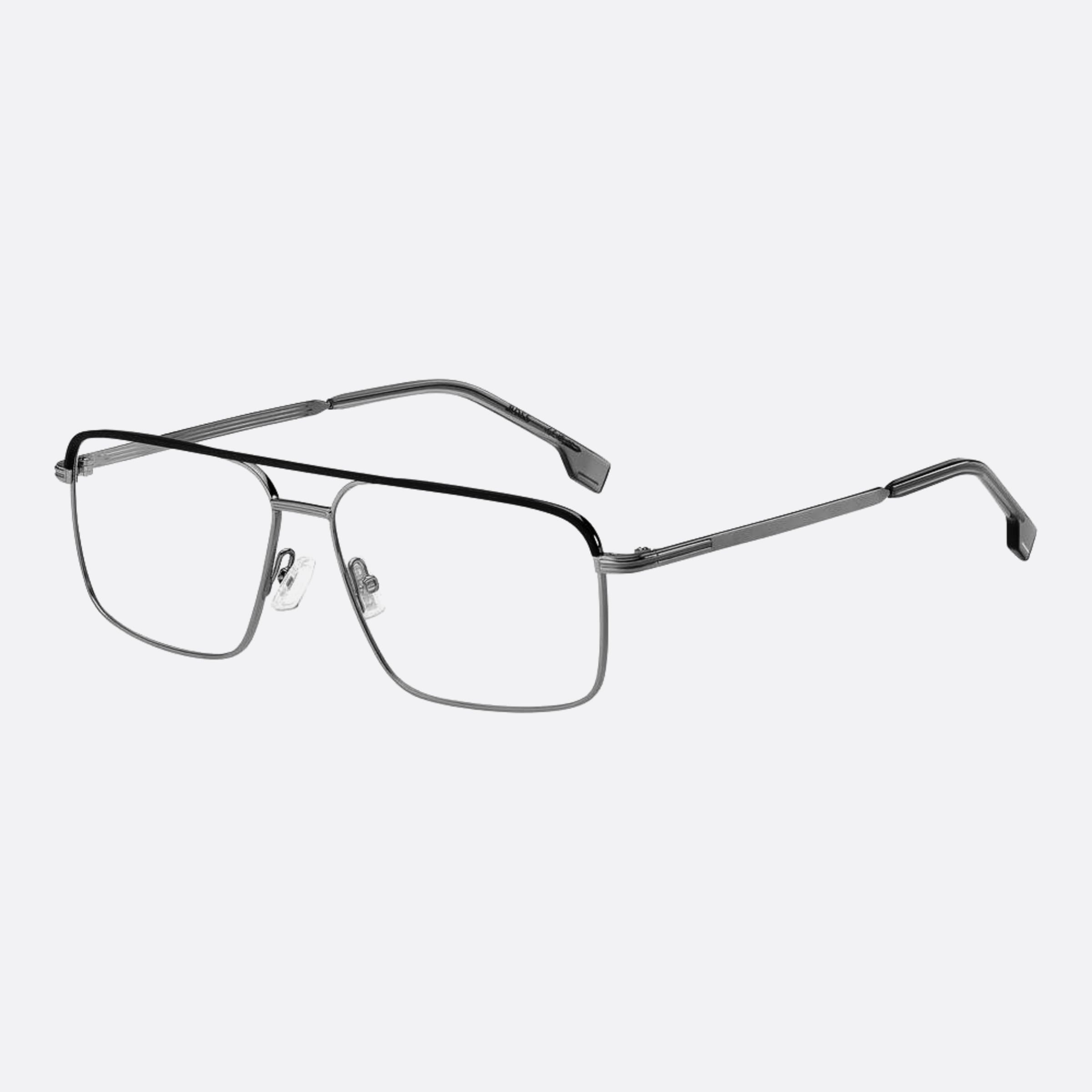 Boss 58mm Boss V81 Grey Geometric Men Eyeglasses - Side View