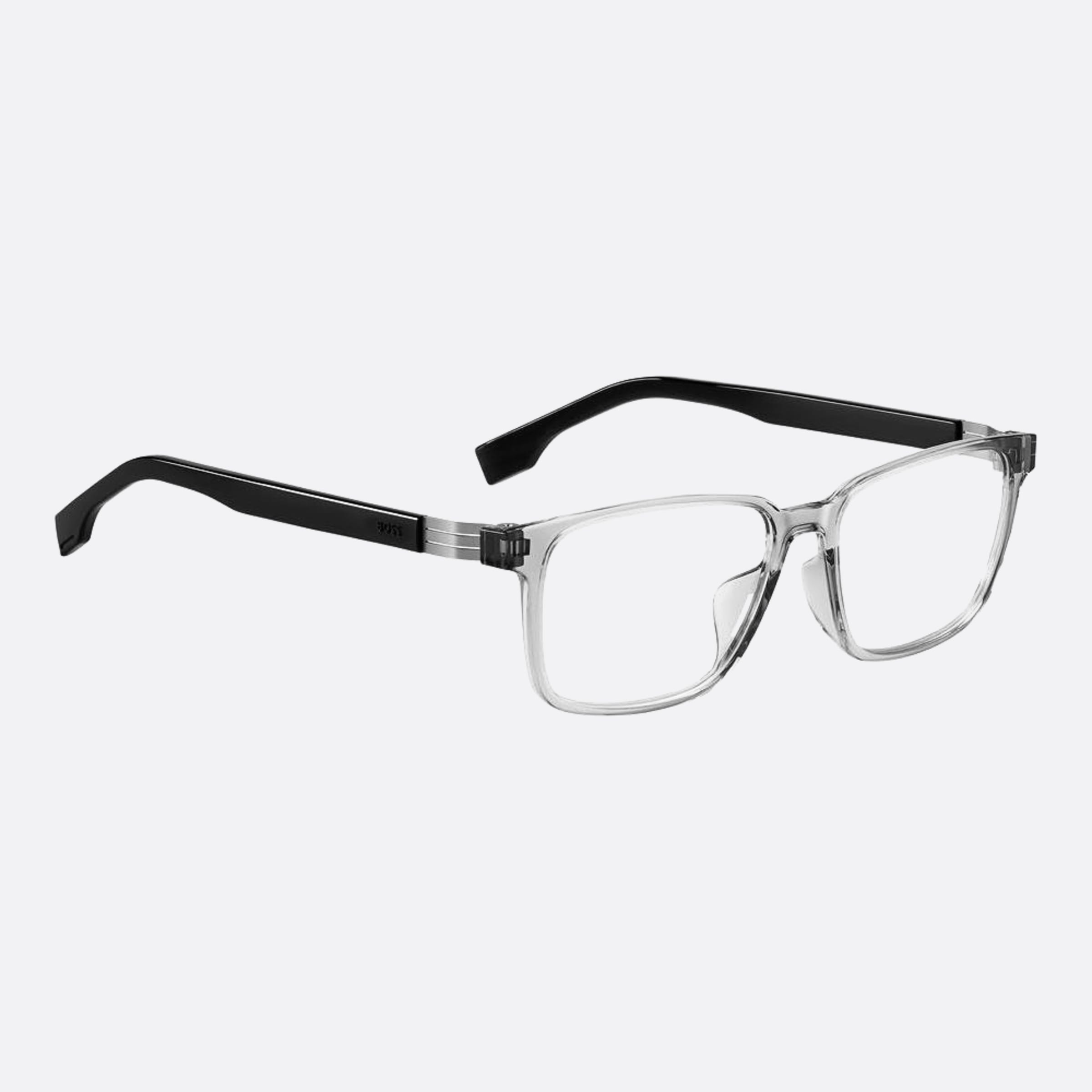 Boss 55mm Boss R6s Grey Geometric Men Eyeglasses - Detail View