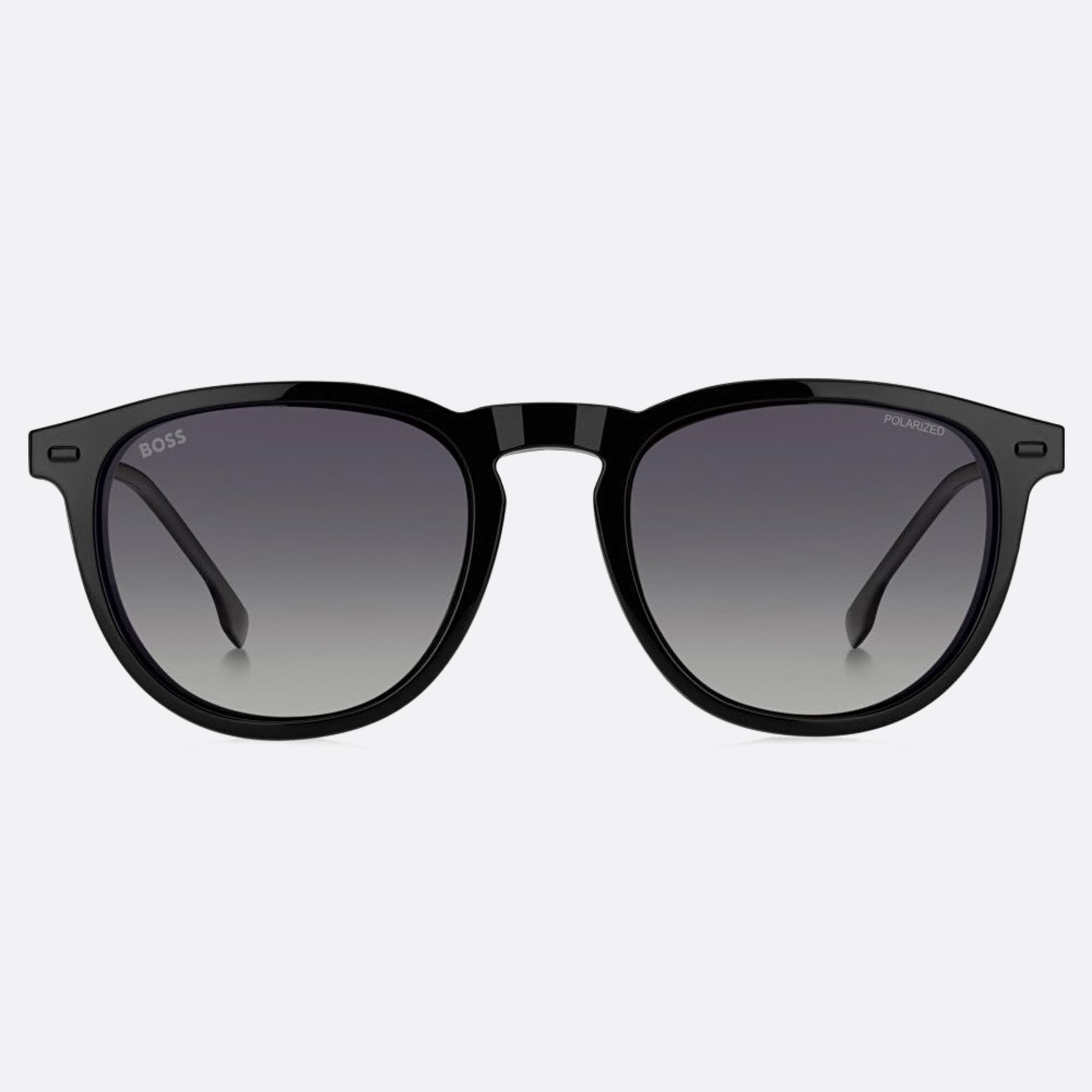 Boss 51mm Boss With Clip Black Round Polarized Men Sunglasses - Detail View