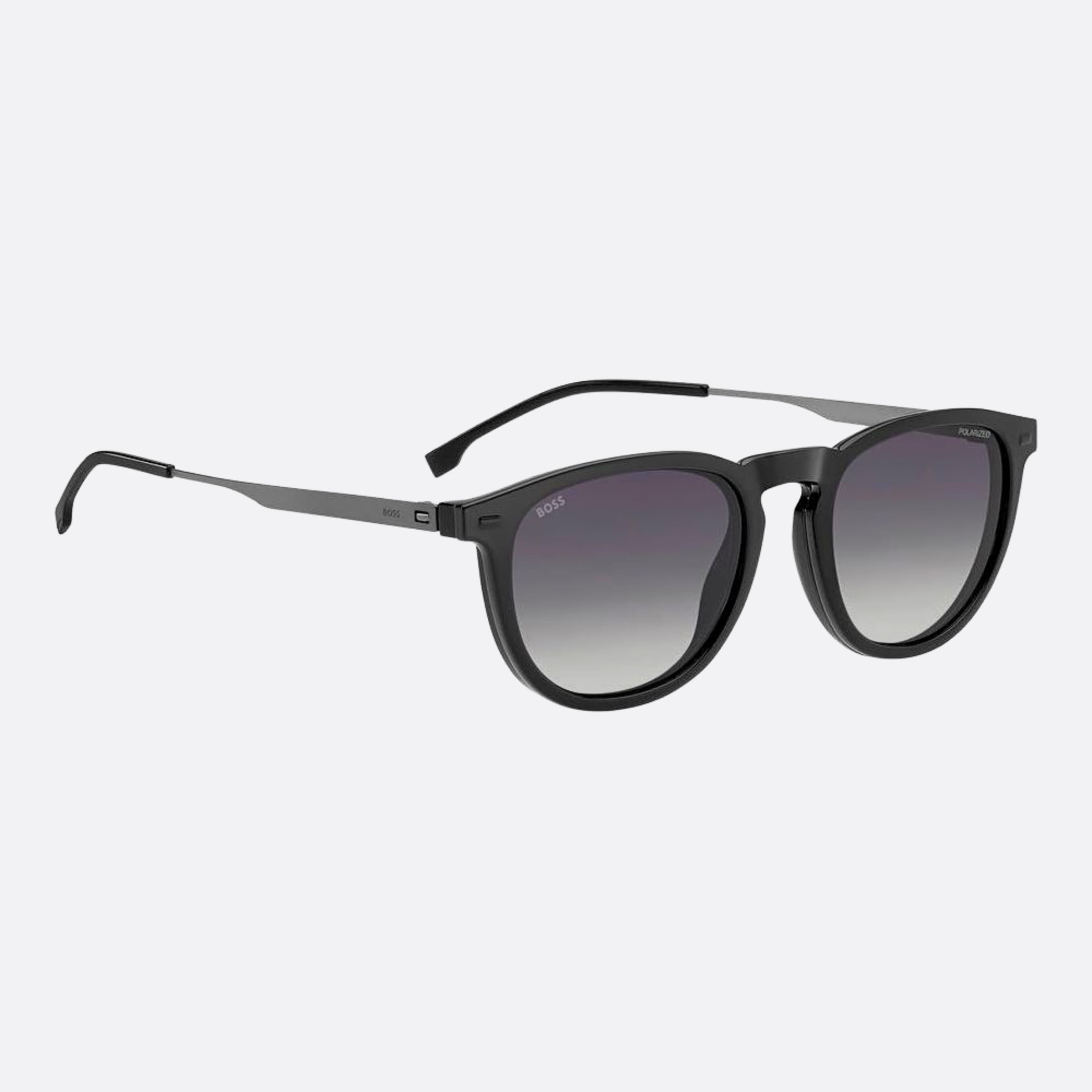 Boss 51mm Boss With Clip Black Round Polarized Men Sunglasses - Lifestyle Shot
