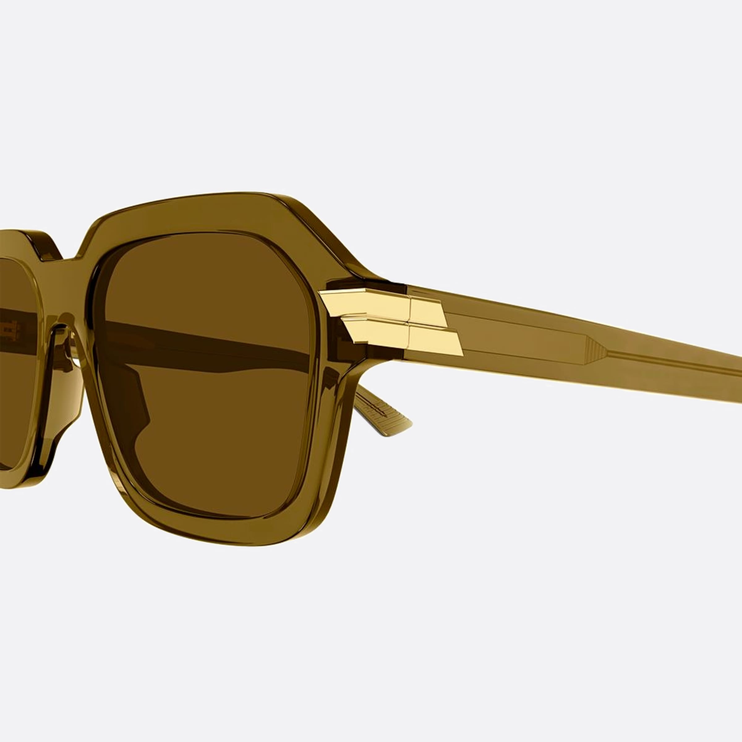 Bottega 56mm Veneta Brown Geometric Unisex Sunglasses - Detail View