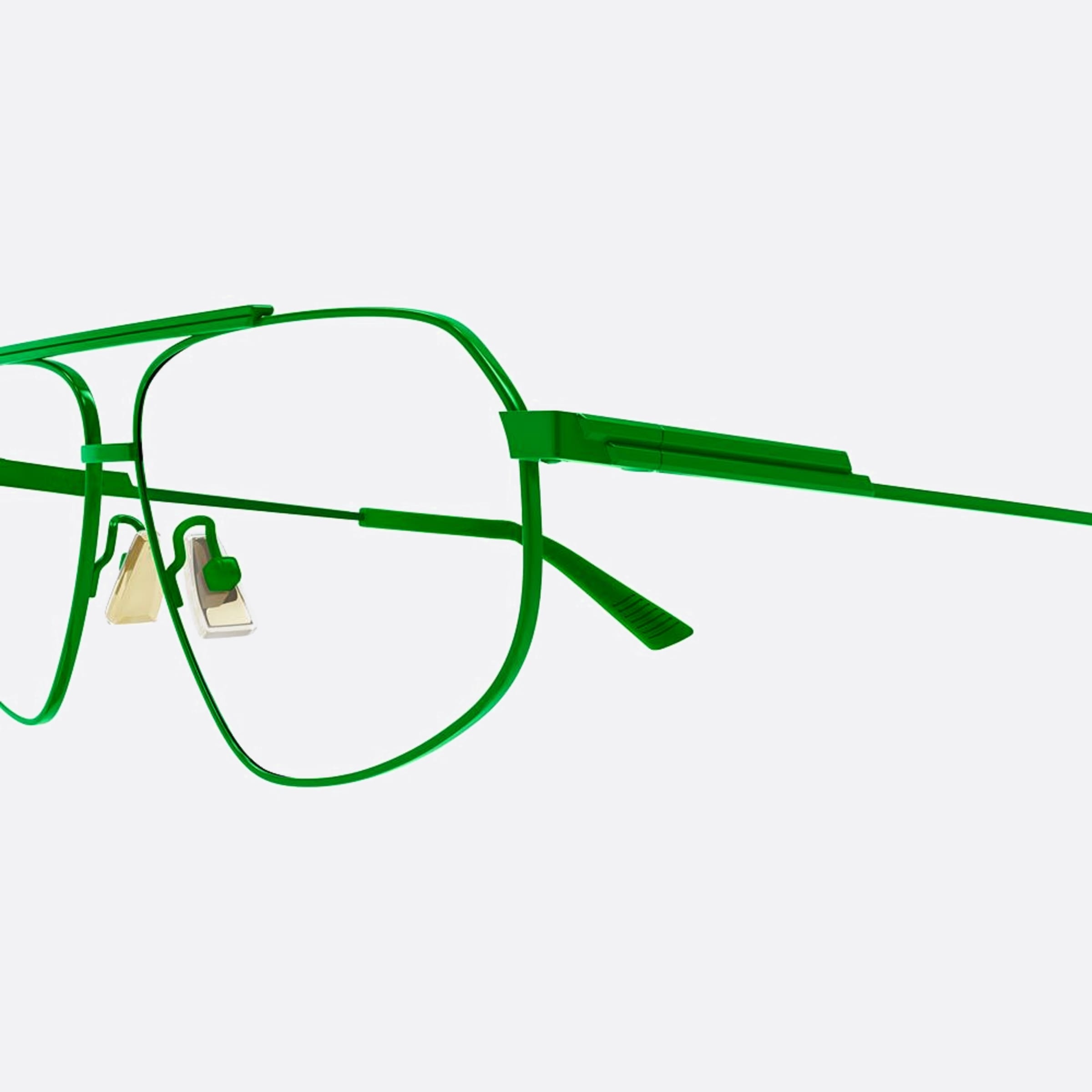 Bottega 59mm Veneta Green Pilot Unisex Eyeglasses - Detail View