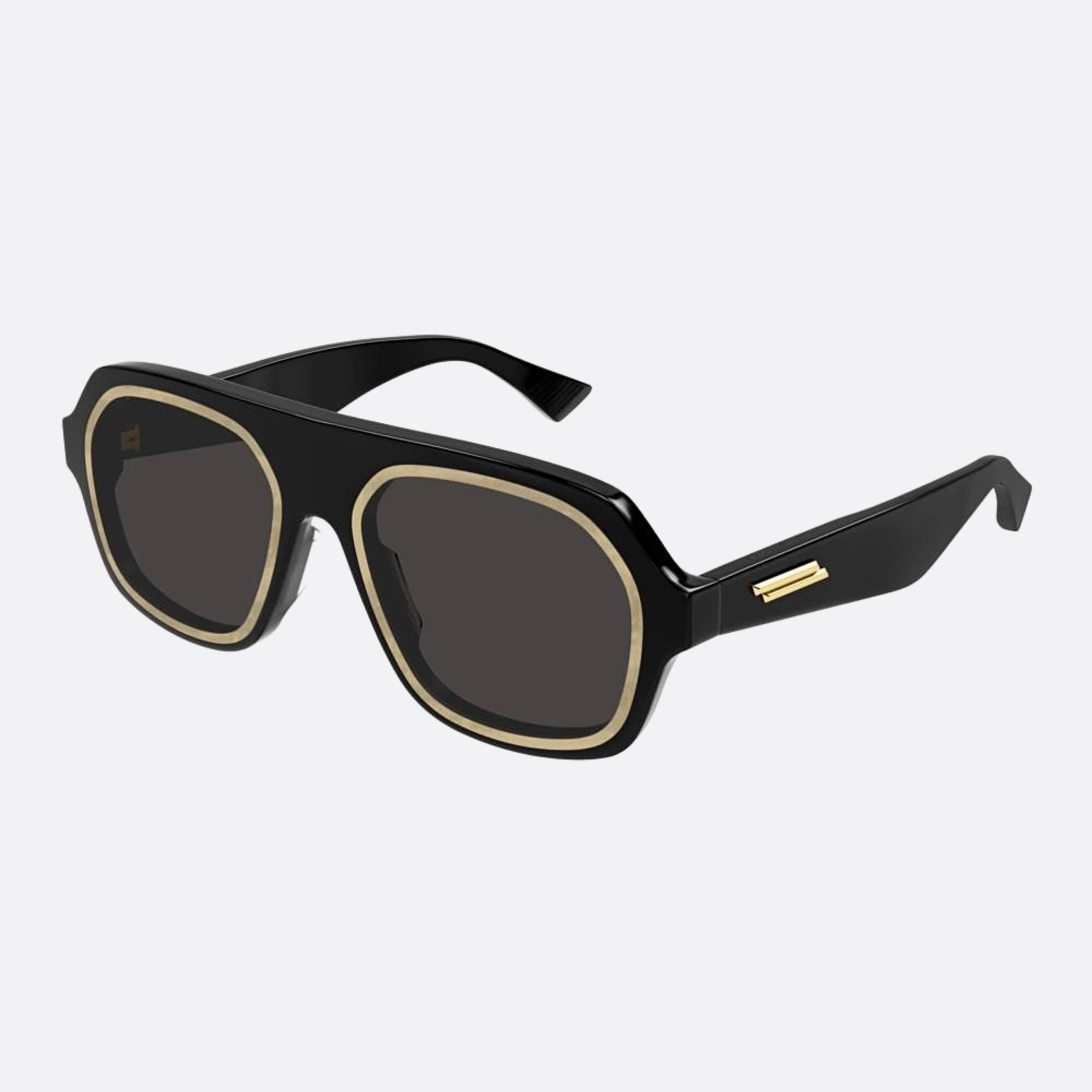 Bottega 53mm Veneta Black Shield Man Sunglasses - Side View