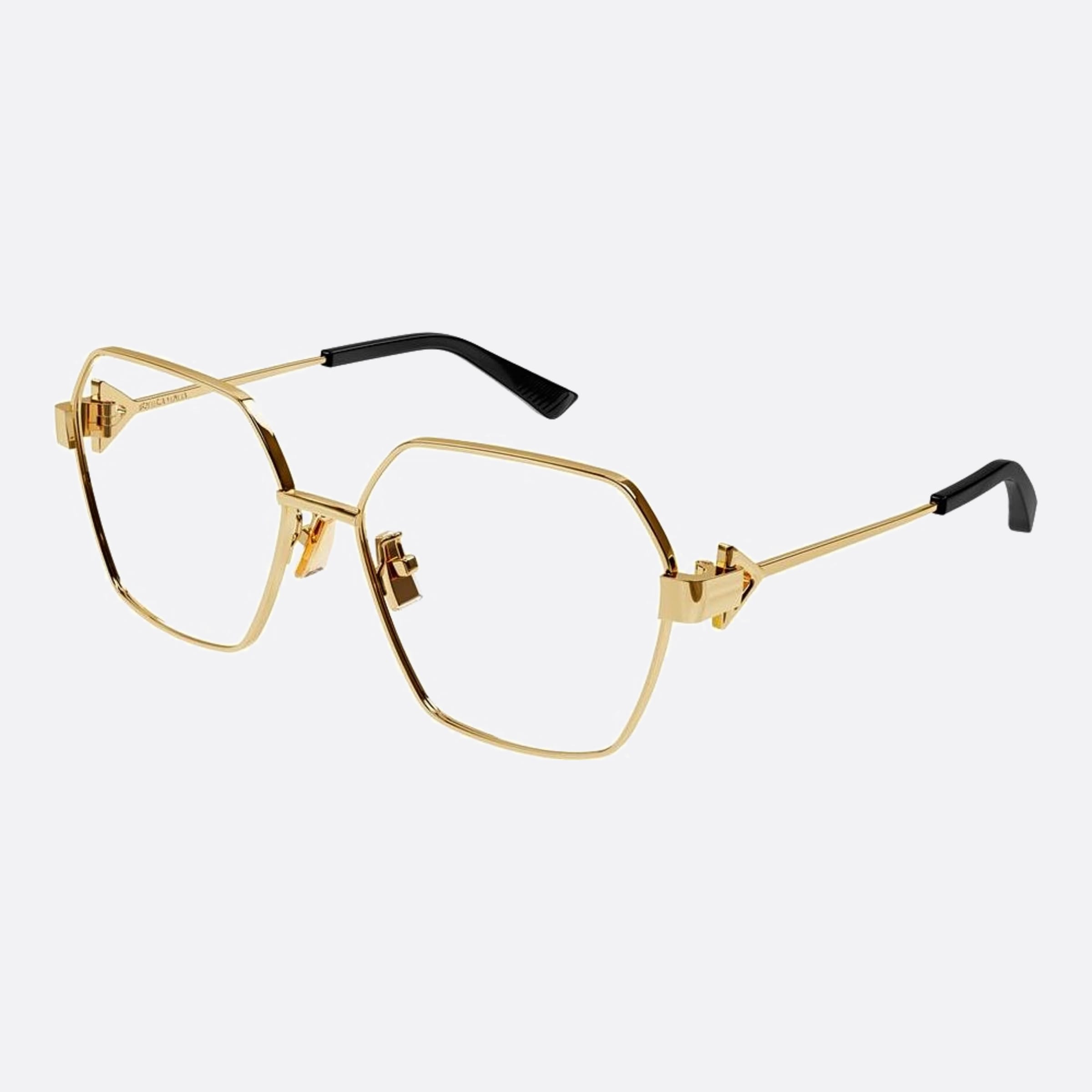 Bottega 57mm Veneta Gold Squared Woman Eyeglasses - Side View