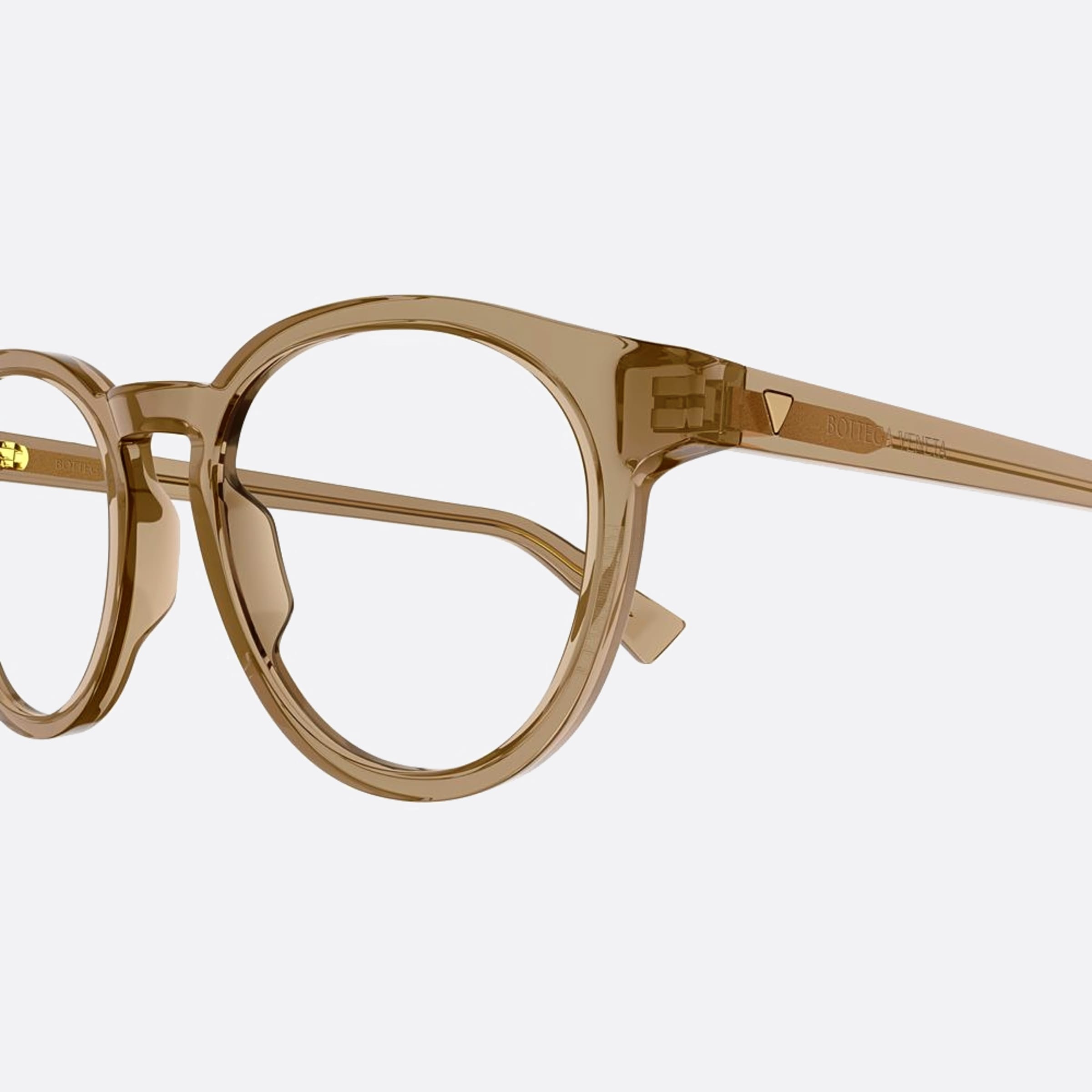Bottega 50mm Veneta Brown Pantos Unisex Eyeglasses - Detail View