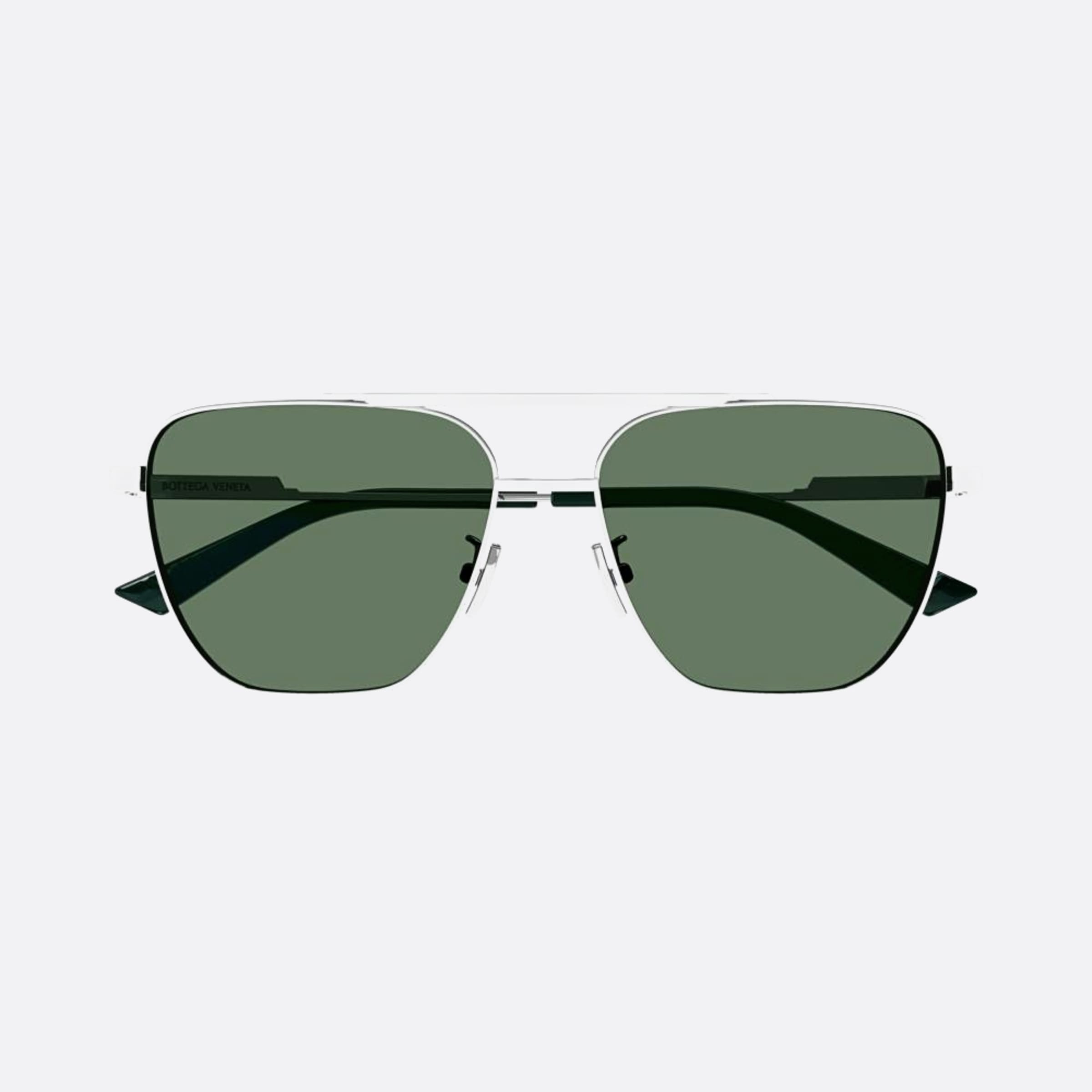 Bottega 57mm Veneta Silver Pilot Man Sunglasses - Main View