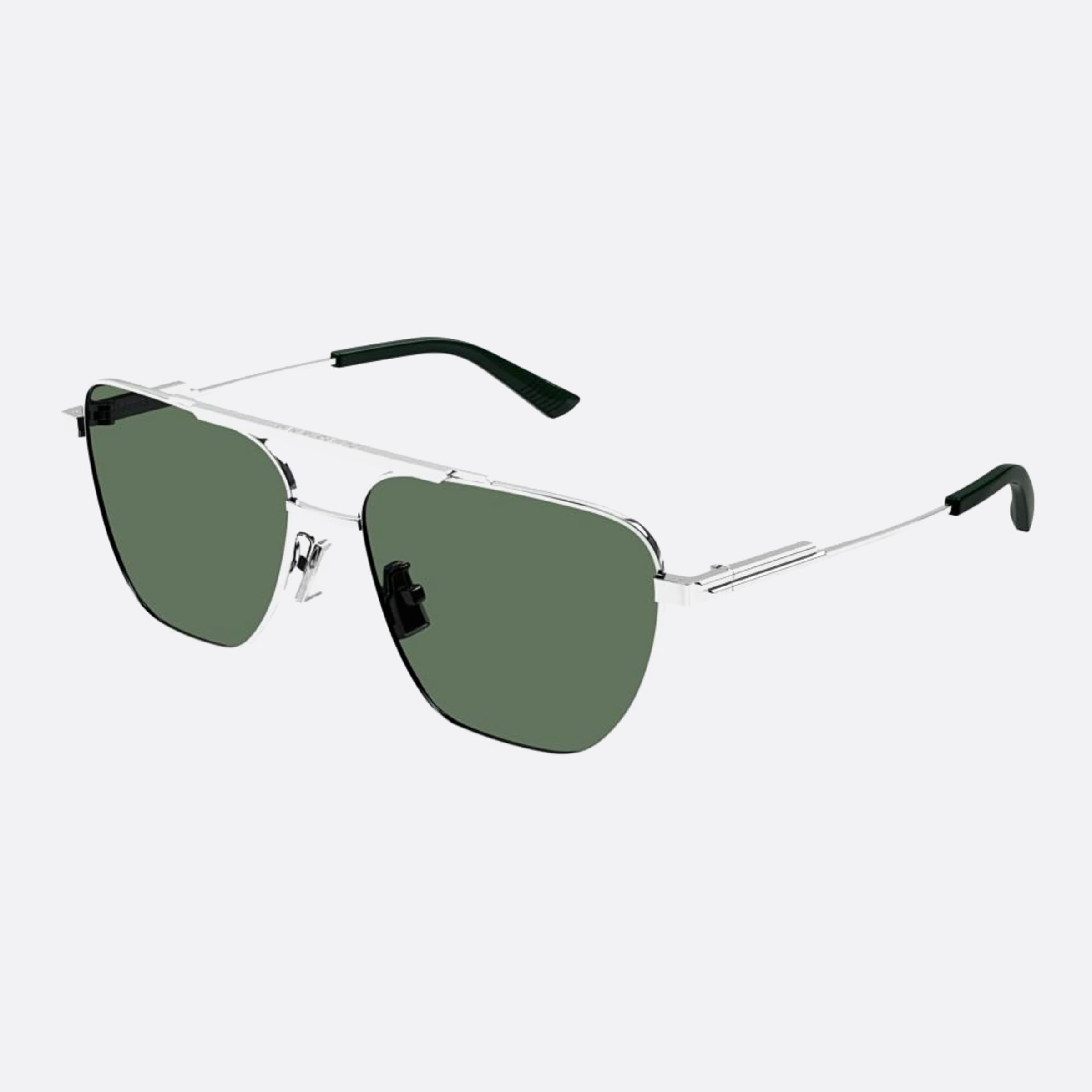 Bottega 57mm Veneta Silver Pilot Man Sunglasses - Side View