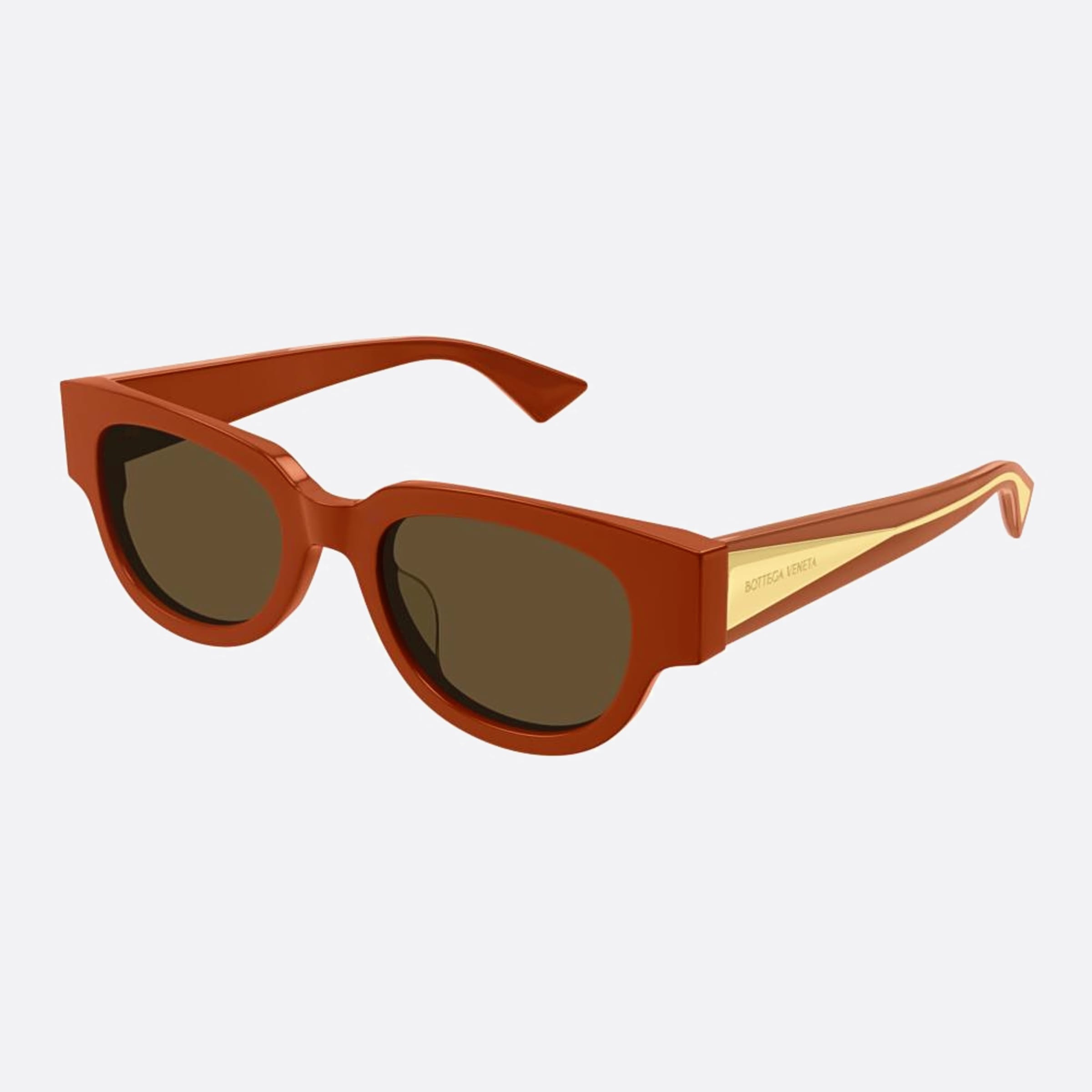 Bottega 52mm Veneta Bv1278sa Orange Squared Woman Sunglasses - Side View