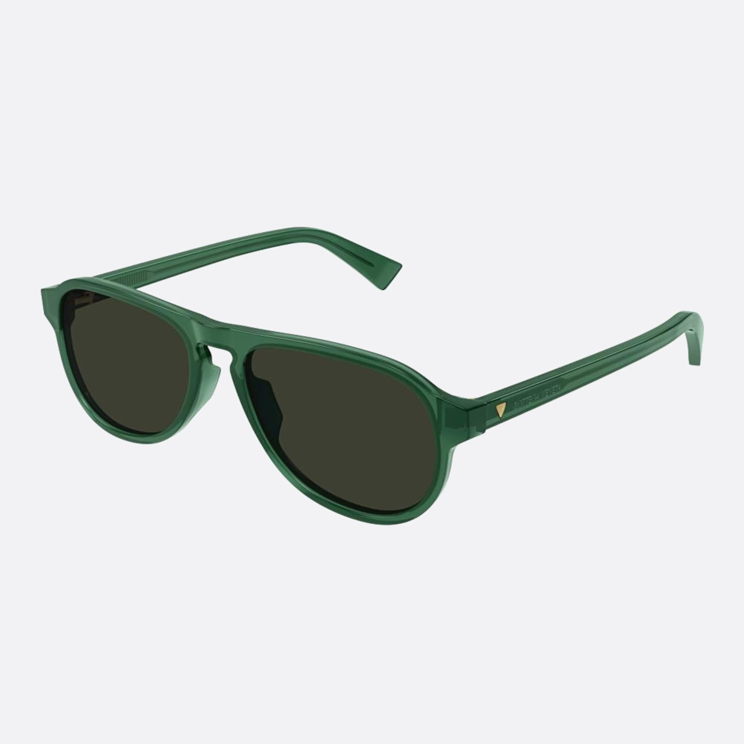 Bottega 55mm Veneta Green Oval Man Sunglasses - Side View