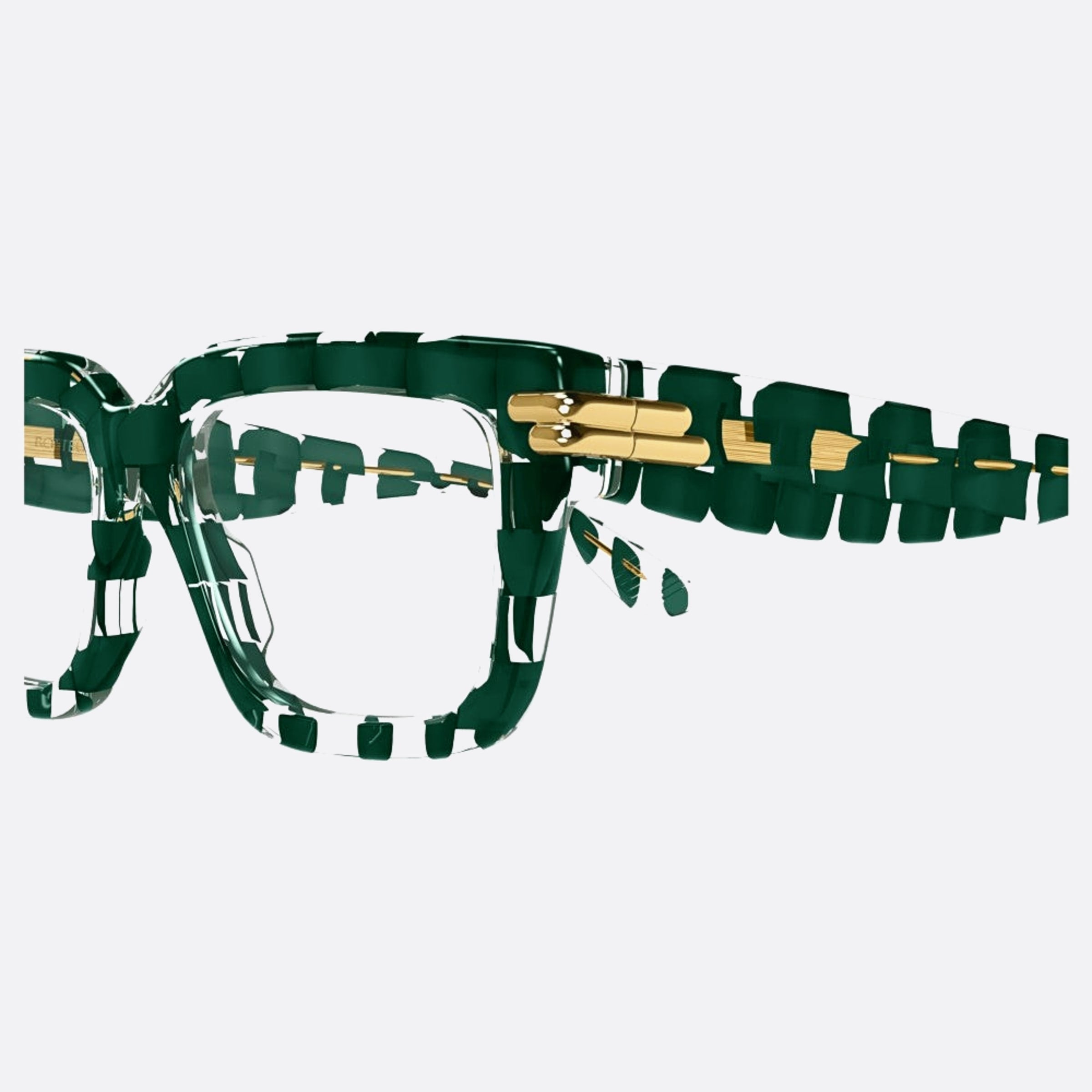 Bottega 53mm Veneta Trgn Green Squared Unisex Eyeglasses - Detail View