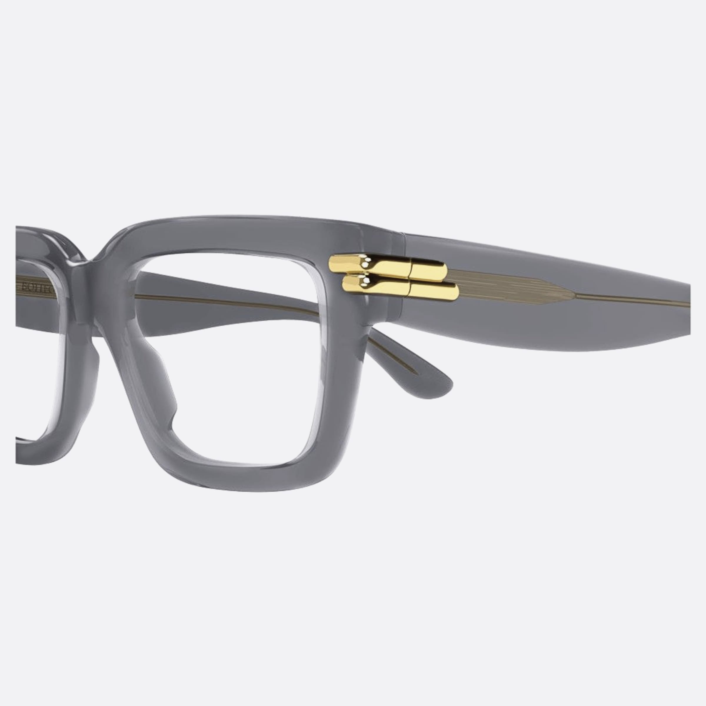 Bottega 53mm Veneta Grey Squared Unisex Eyeglasses - Detail View