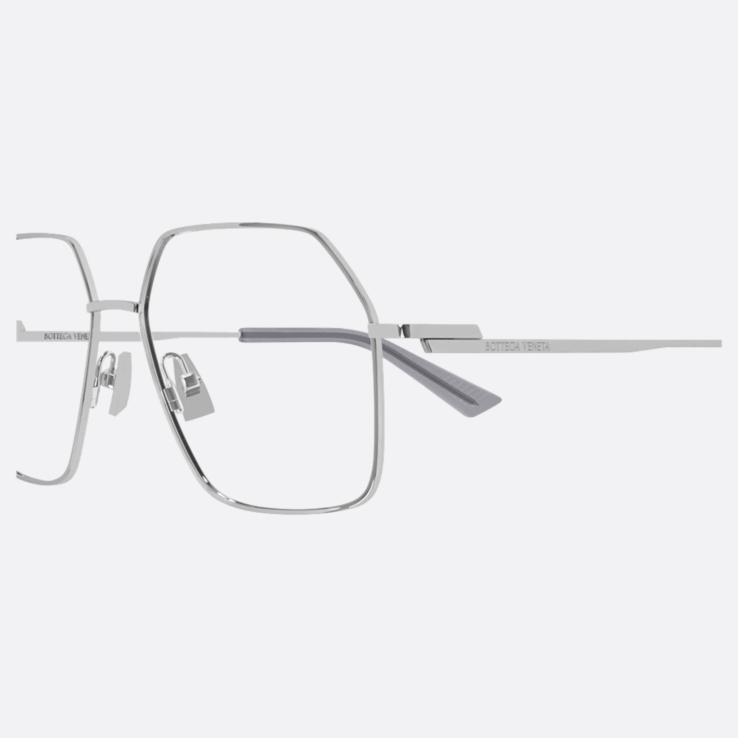 Bottega 55mm Veneta Silver Geometric Woman Eyeglasses - Detail View