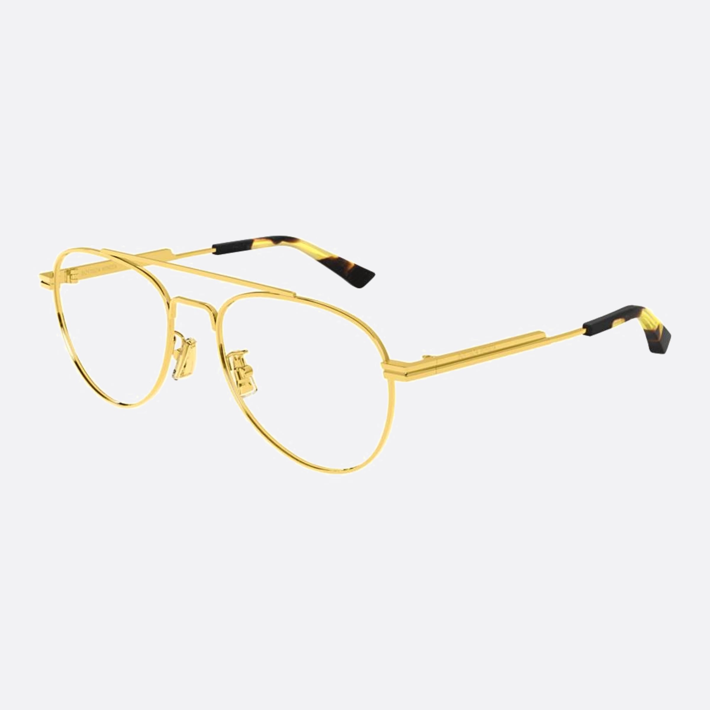 Bottega 54mm Veneta Gold Pilot Unisex Eyeglasses - Side View