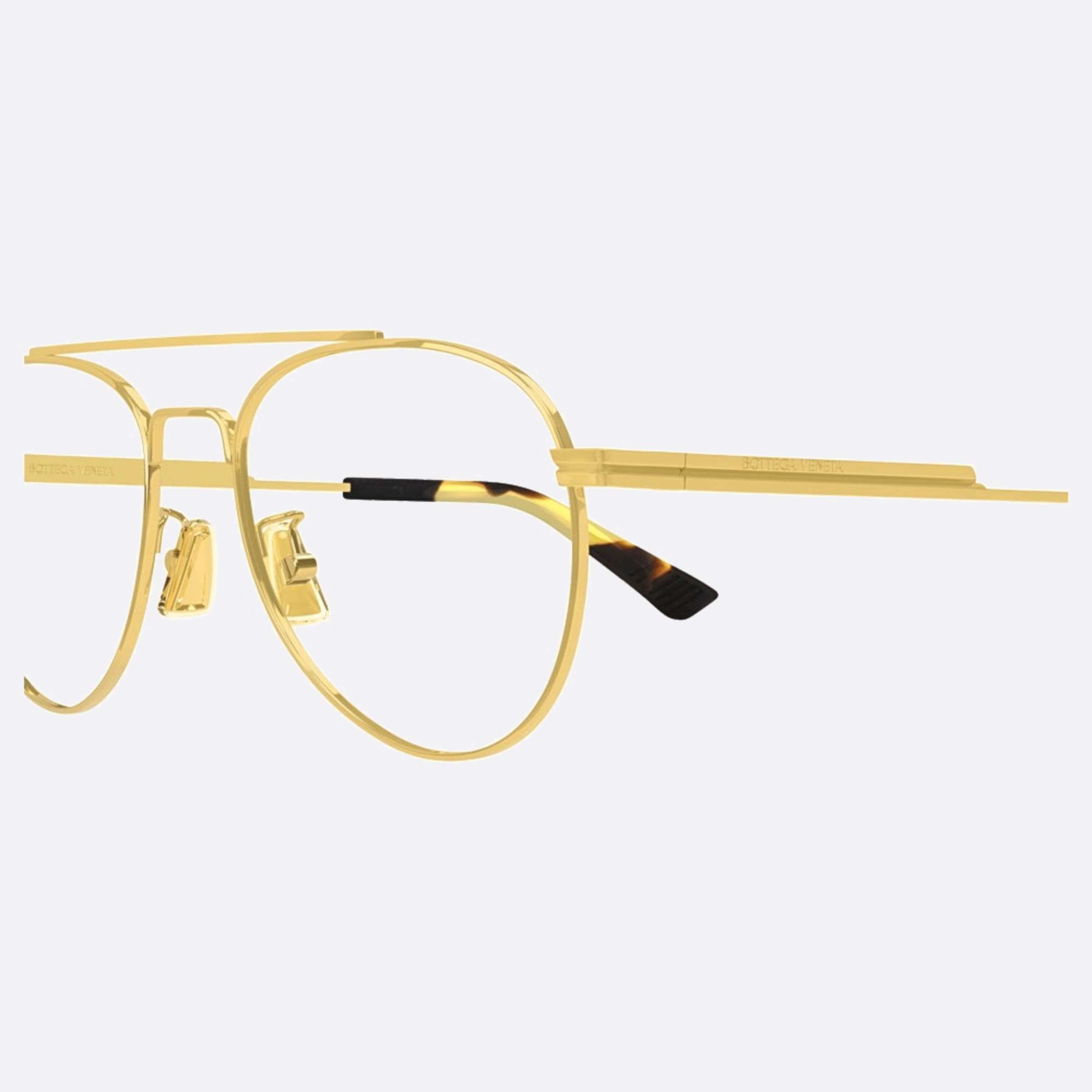 Bottega 54mm Veneta Gold Pilot Unisex Eyeglasses - Detail View