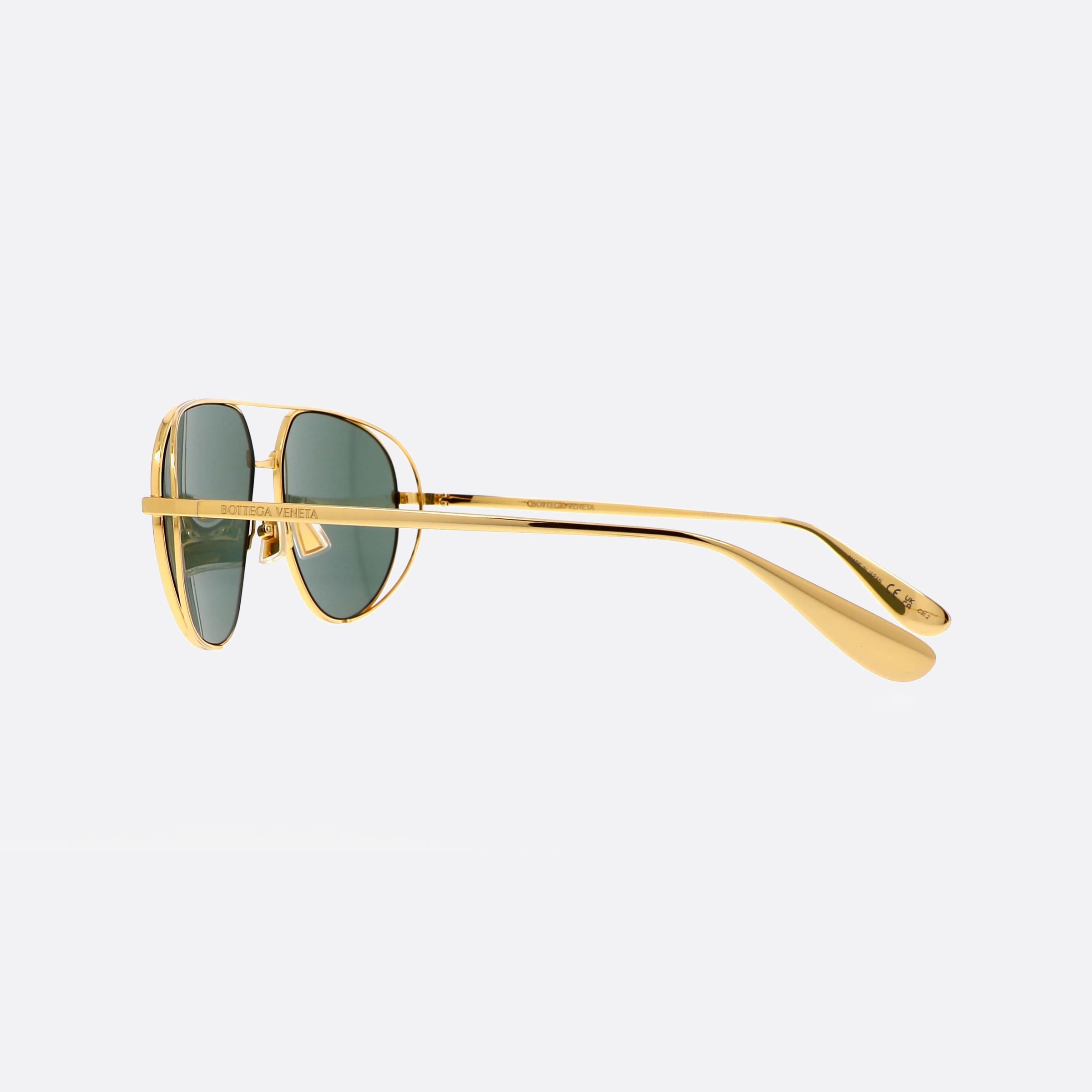 Bottega 61mm Veneta Gold Pilot Unisex Sunglasses - Detail View