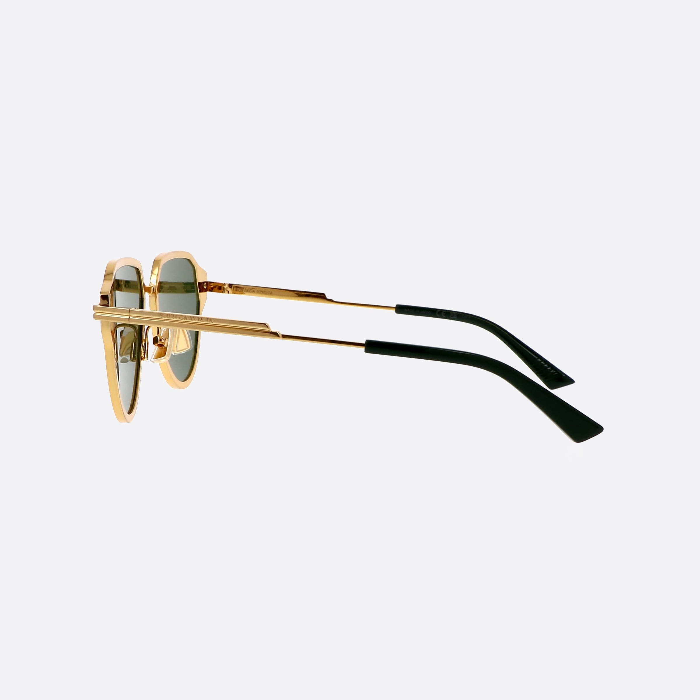 Bottega 63mm Veneta Minimalist Gold Pantos Unisex Sunglasses - Detail View