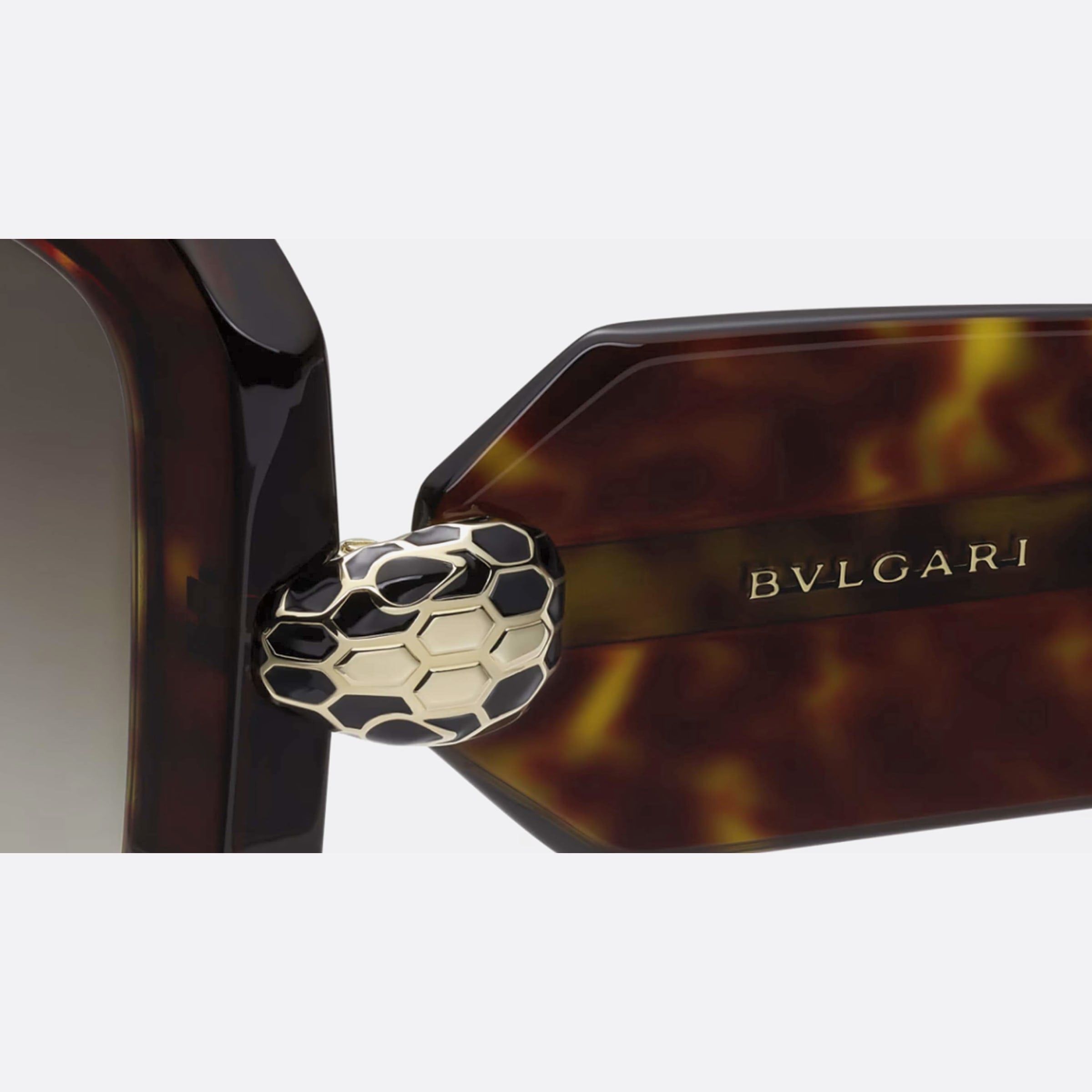 Bulgari 52mm Serpenti Bv40006i 52f Tortoise Square Unisex Sunglasses - Detail View