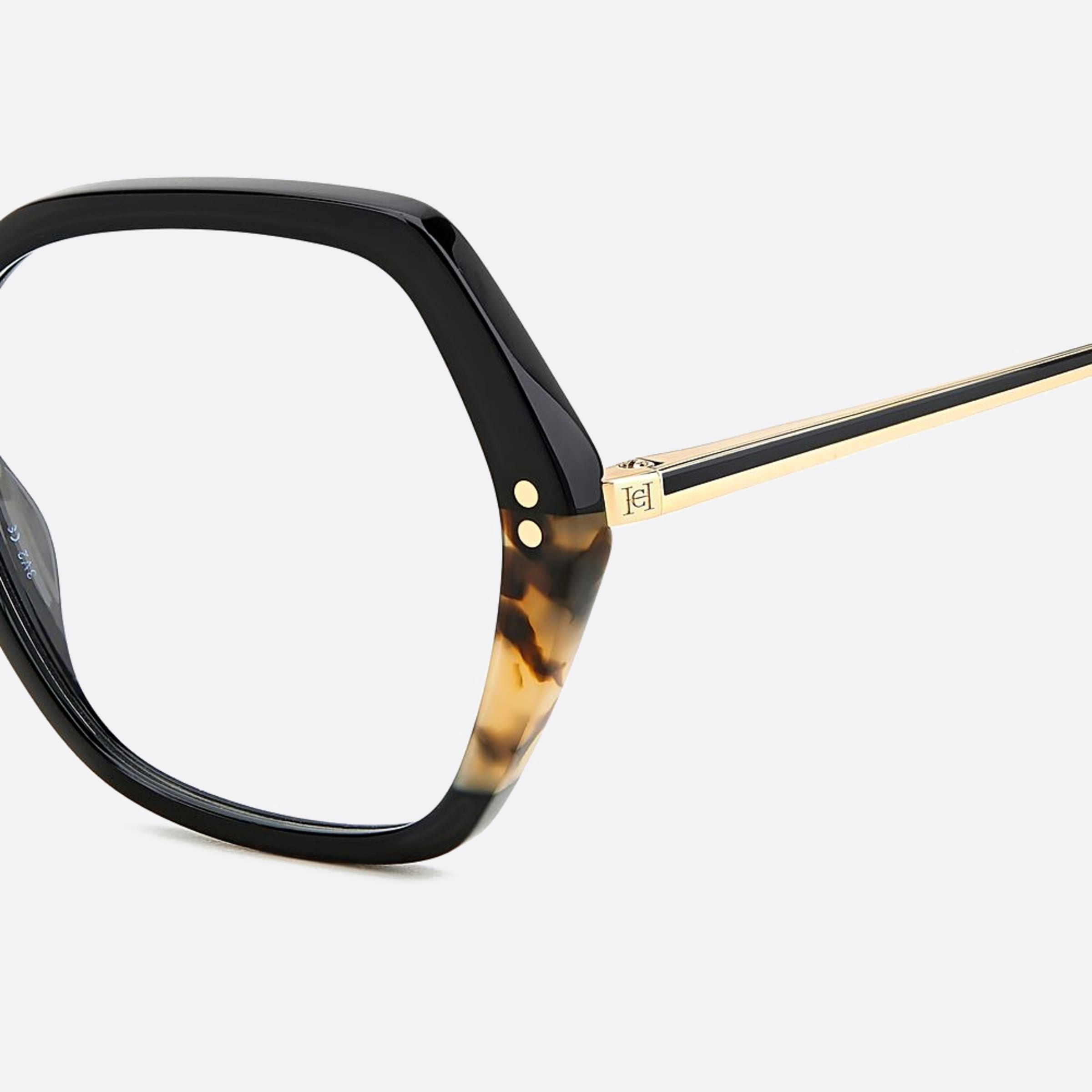 Carolina 53mm Herrera Her Wr7 Black Geometric Women Eyeglasses - Detail View