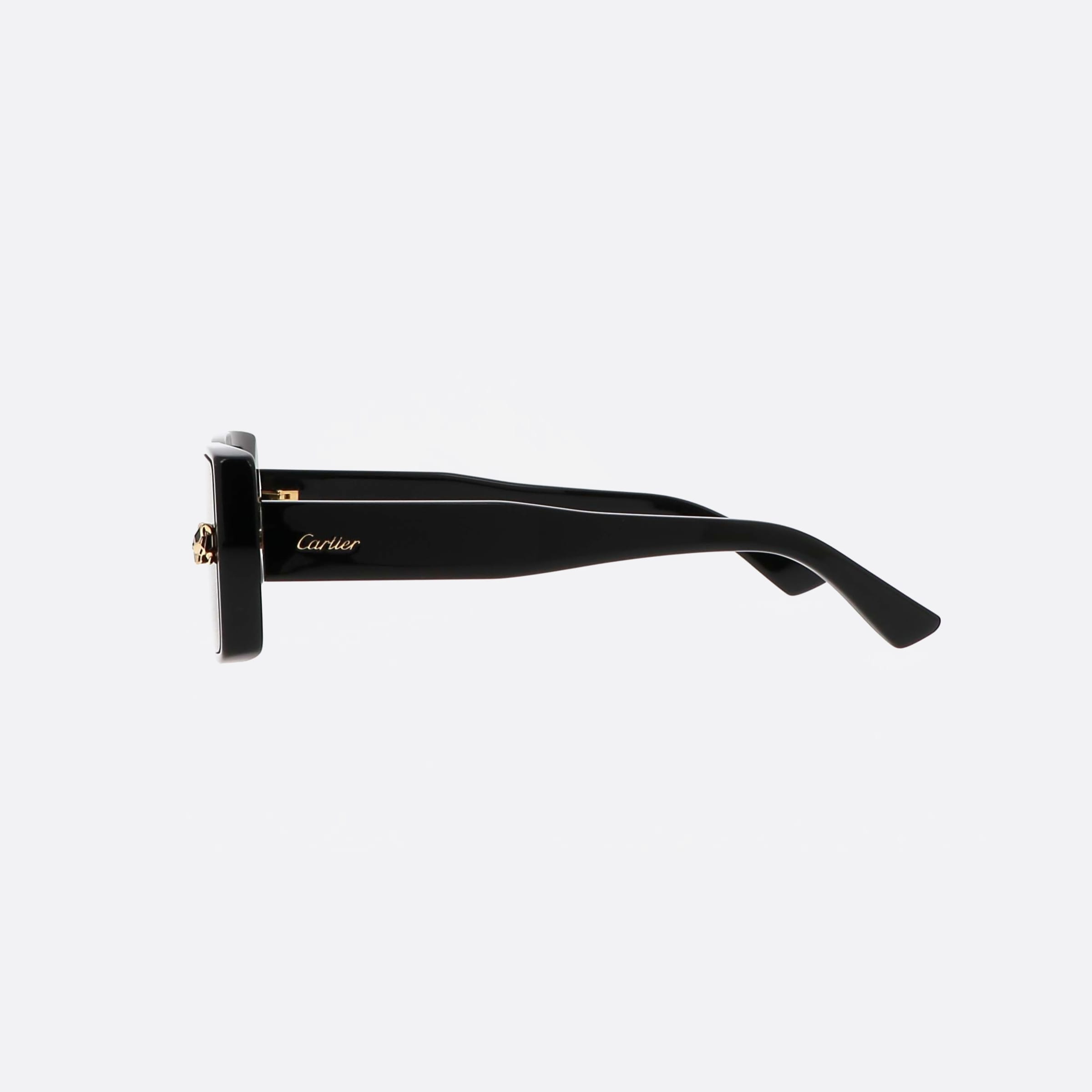 Cartier 64mm Contemporary Bgh Black Geometric Women Sunglasses - Detail View