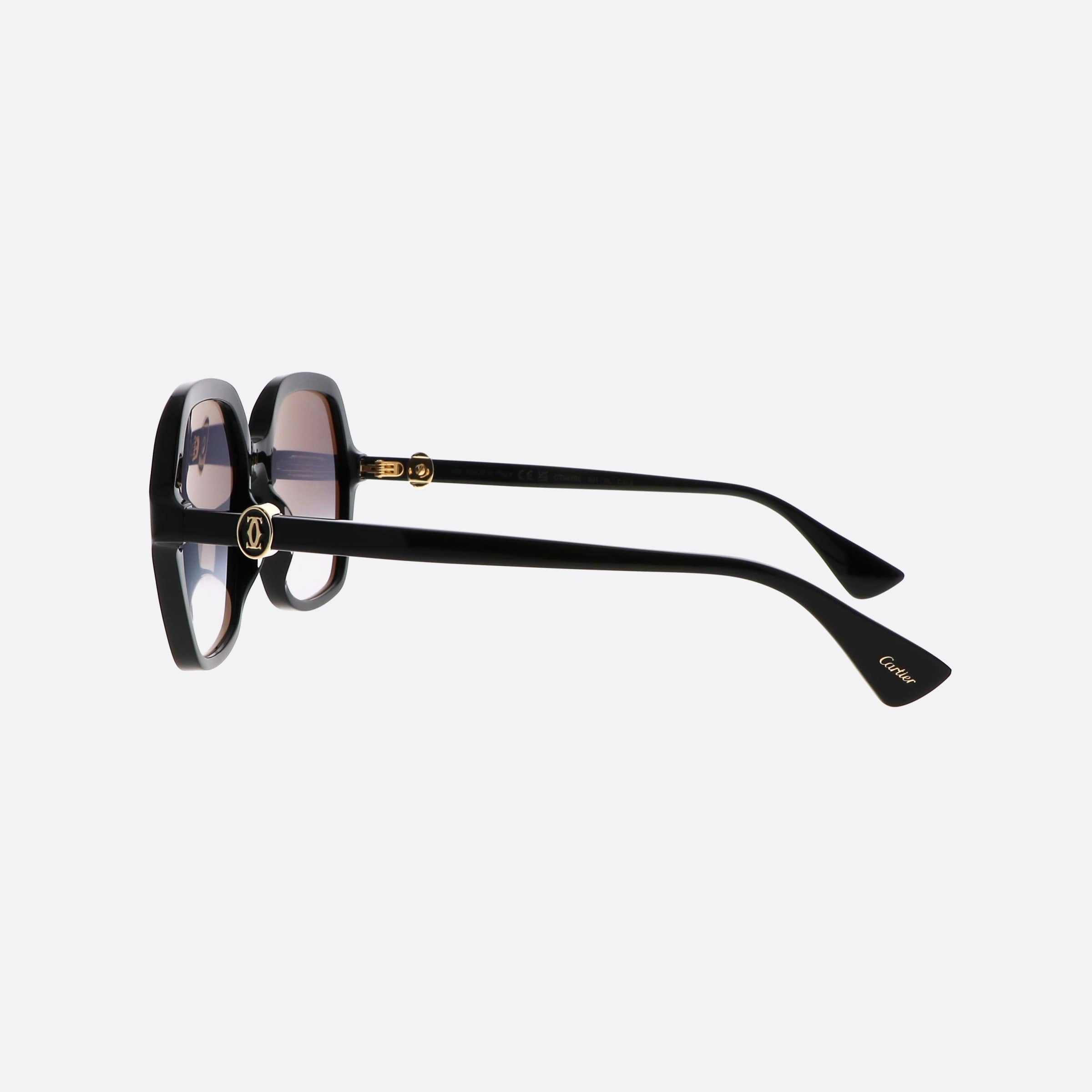 Cartier 57mm Contemporary Bgh Black Oversize Women Sunglasses - Detail View