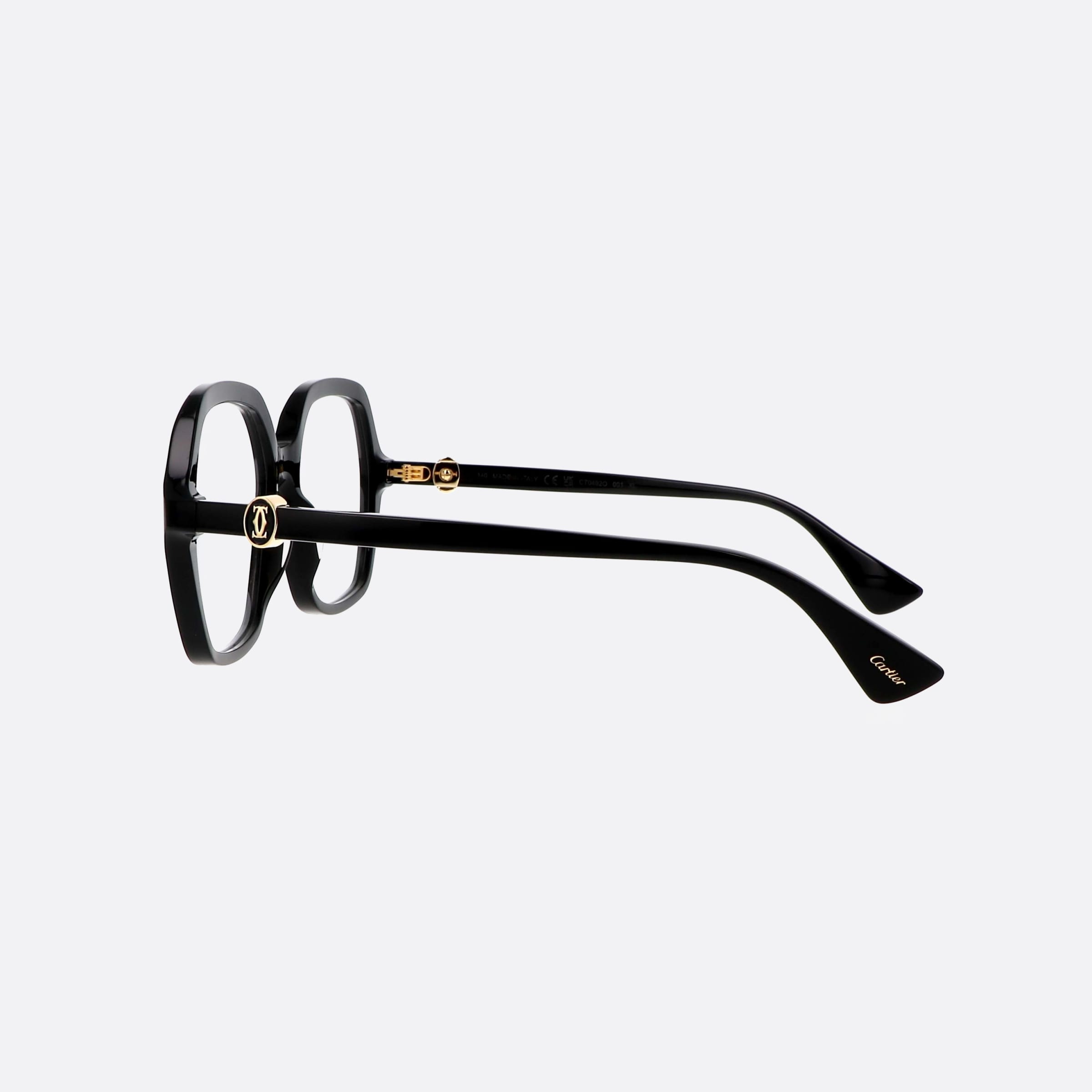Cartier 57mm Contemporary Black Square Women Eyeglasses - Detail View