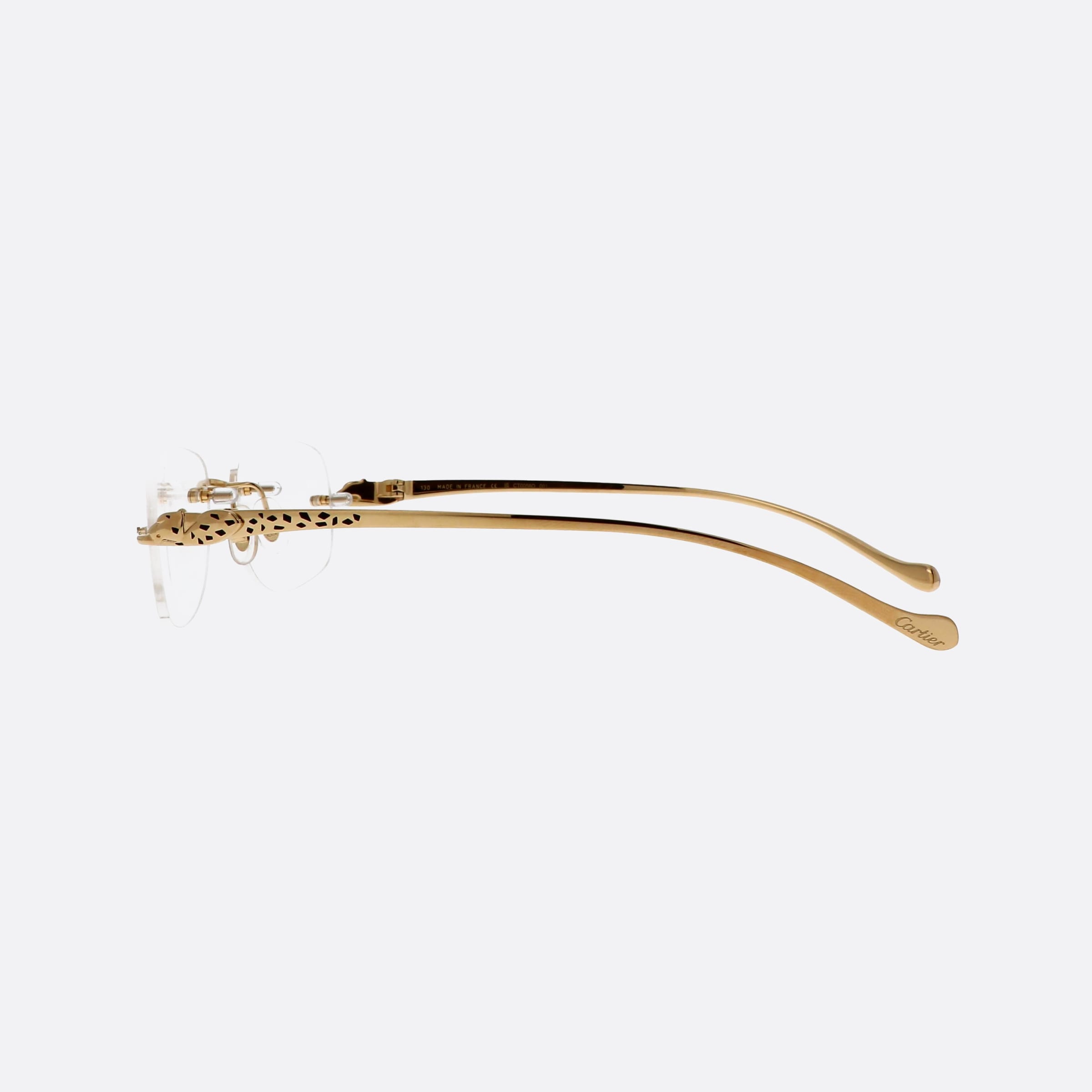 Cartier 52mm Core Range Gold Rectangle Unisex Eyeglasses - Detail View