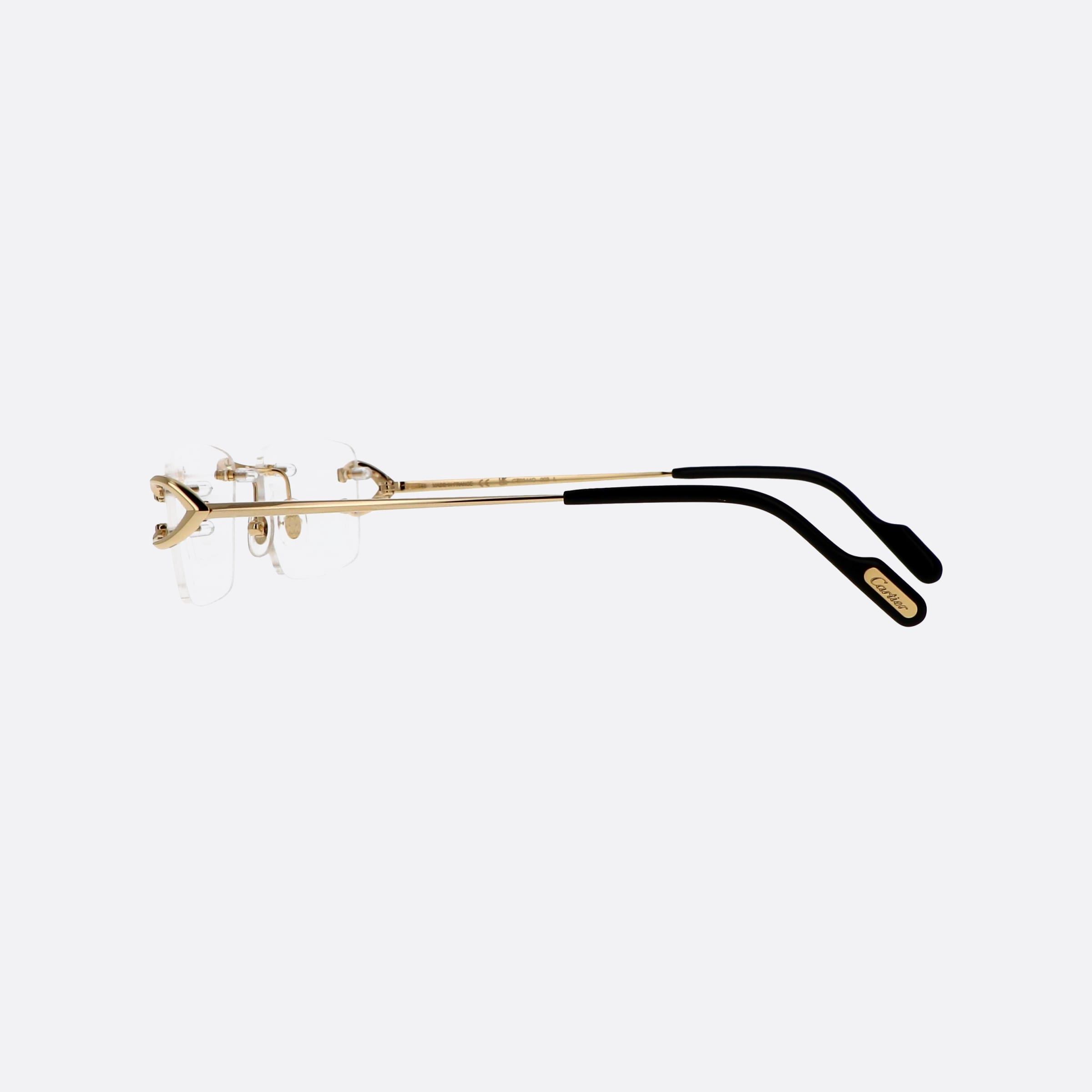 Cartier 56mm Core Range Gold Rectangle Men Eyeglasses - Detail View