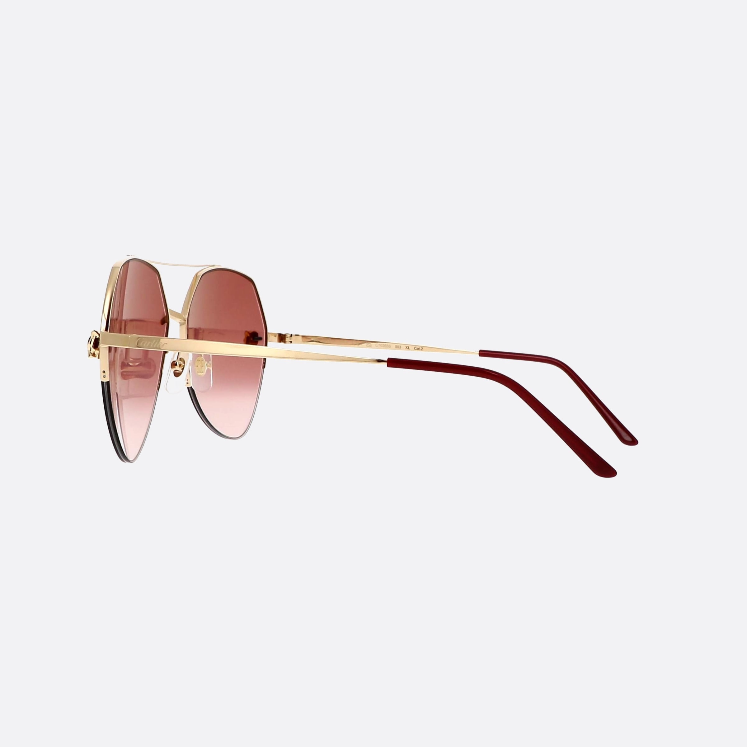 Cartier 64mm Core Range Nhj Gold Visor Women Sunglasses - Detail View