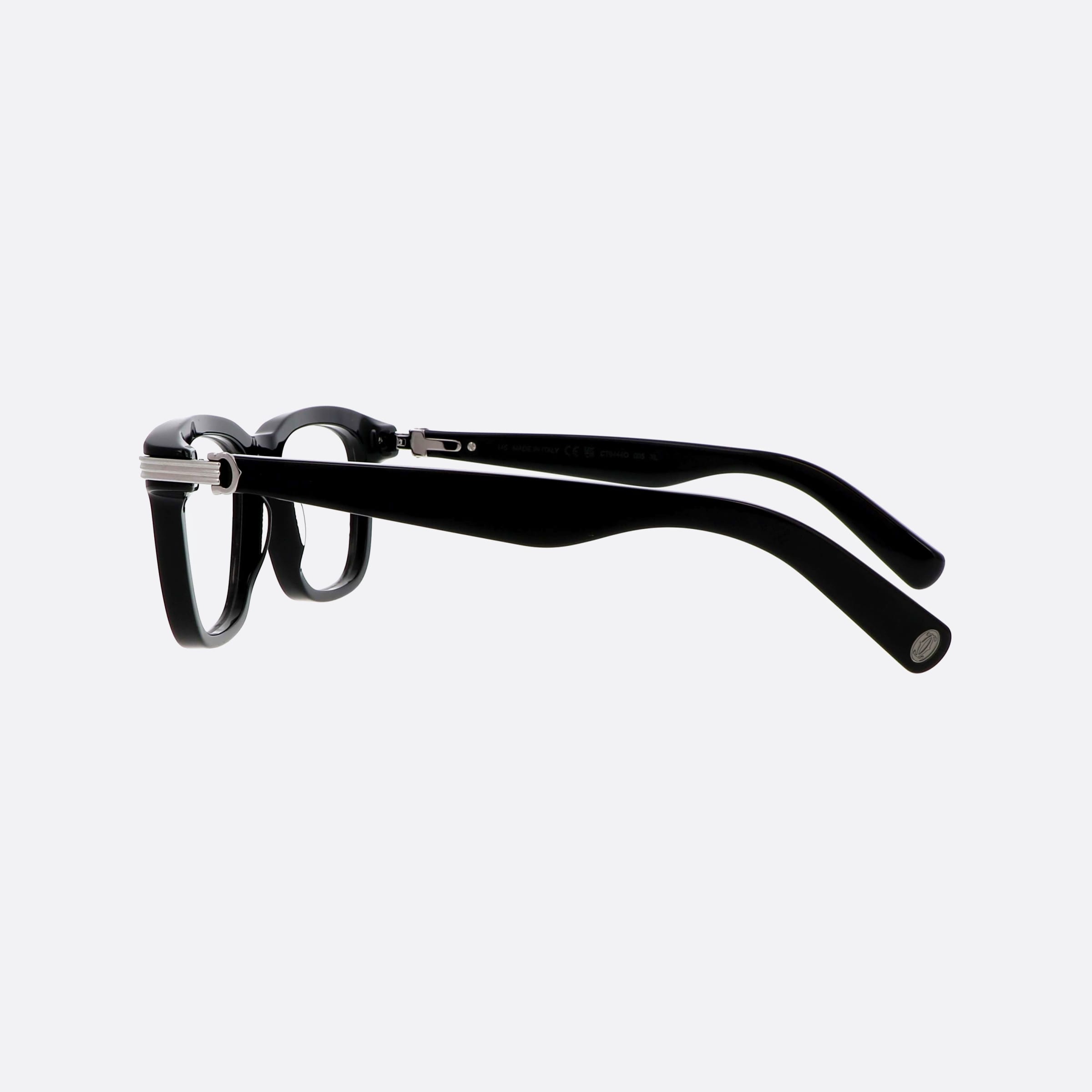 Cartier 54mm Core Range Black Rectangle Men Eyeglasses - Detail View