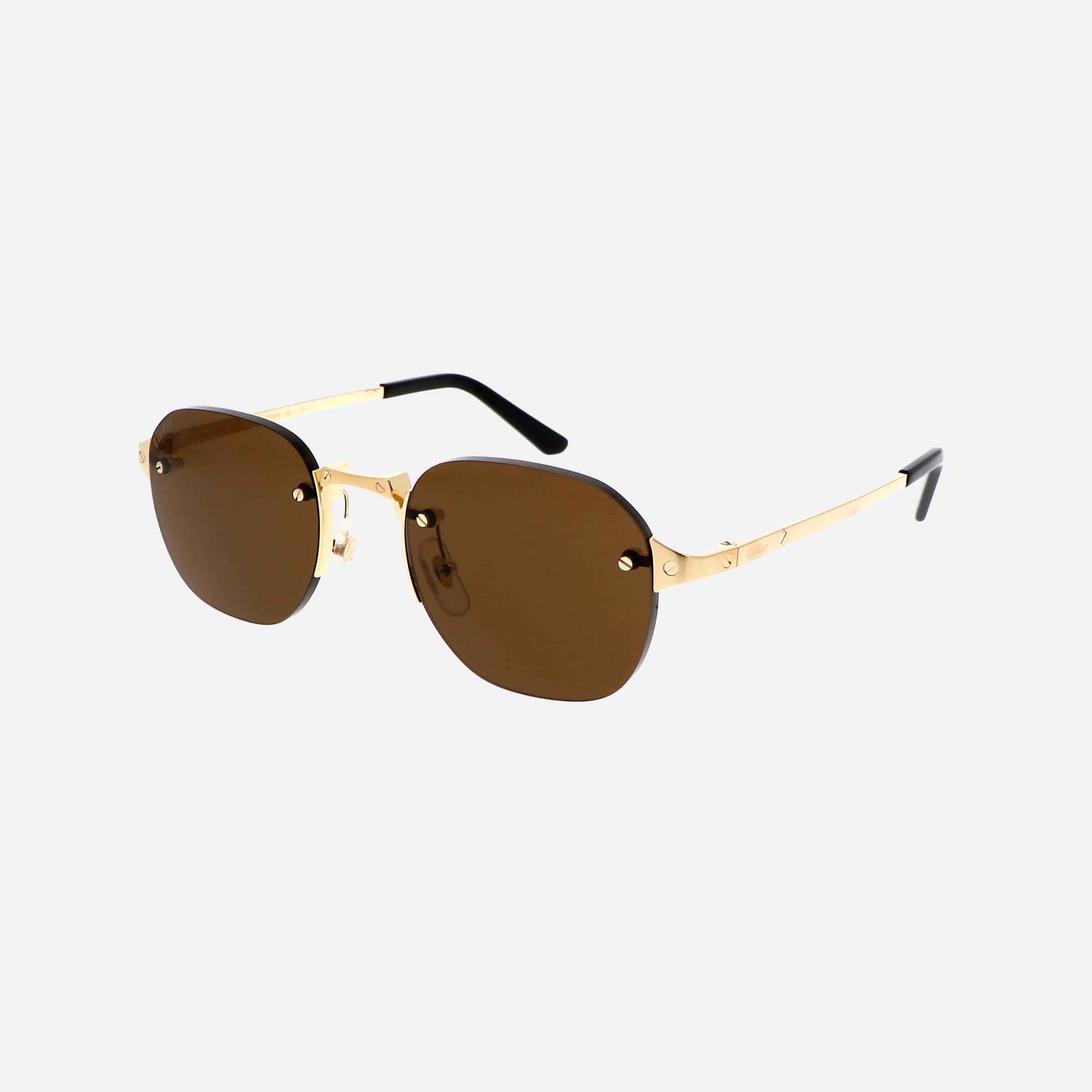 Cartier 51mm Core Range Gold Geometric Men Sunglasses - Main View