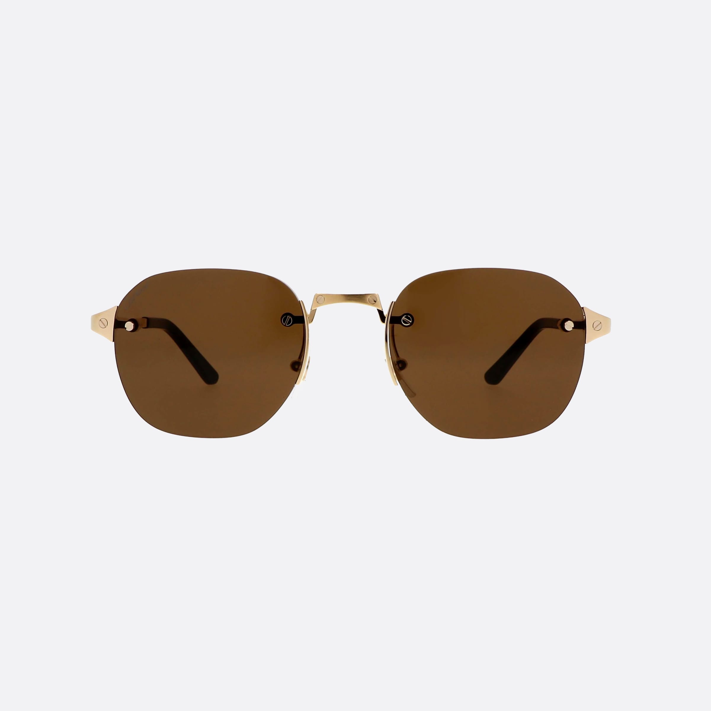 Cartier 51mm Core Range Gold Geometric Men Sunglasses - Side View