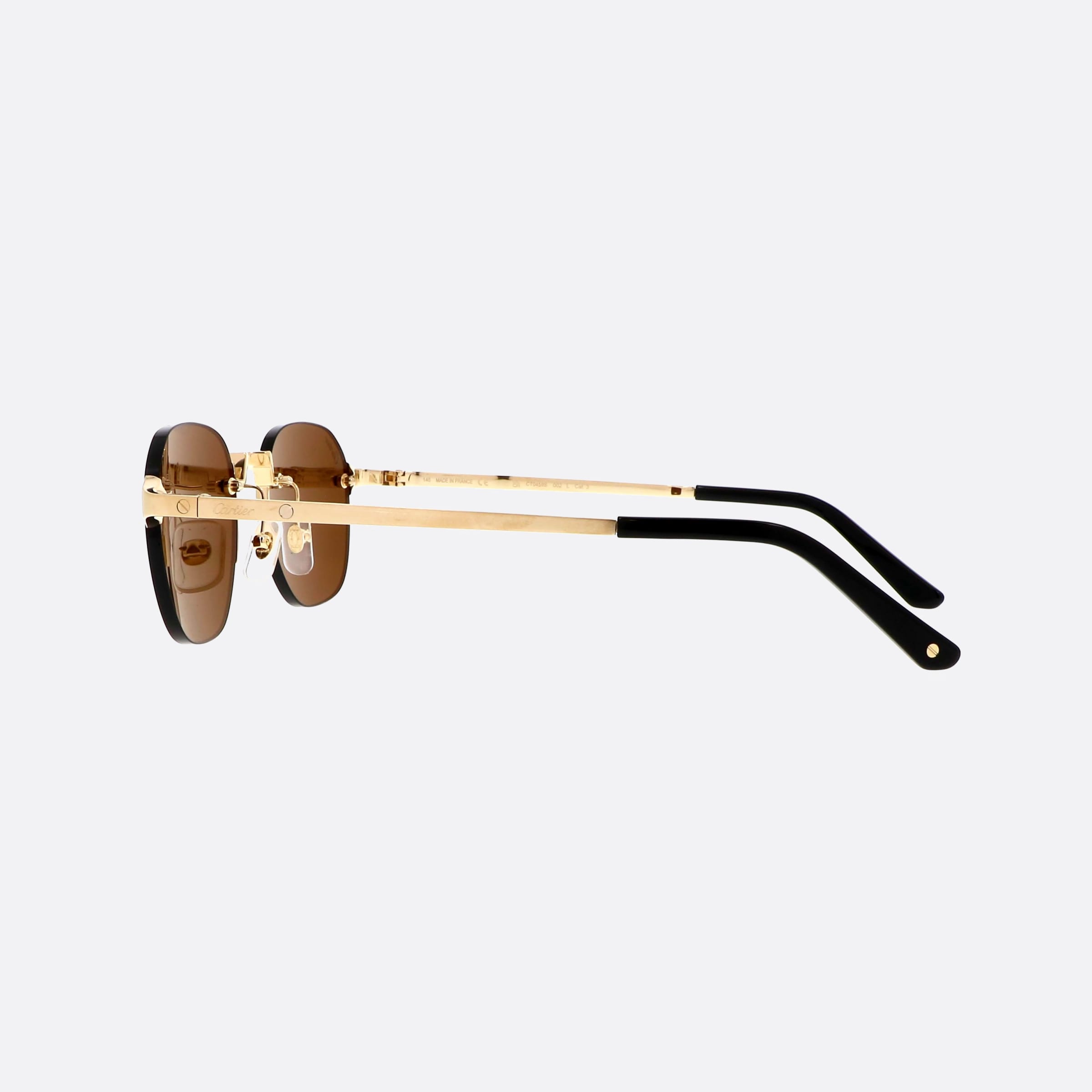 Cartier 51mm Core Range Gold Geometric Men Sunglasses - Detail View